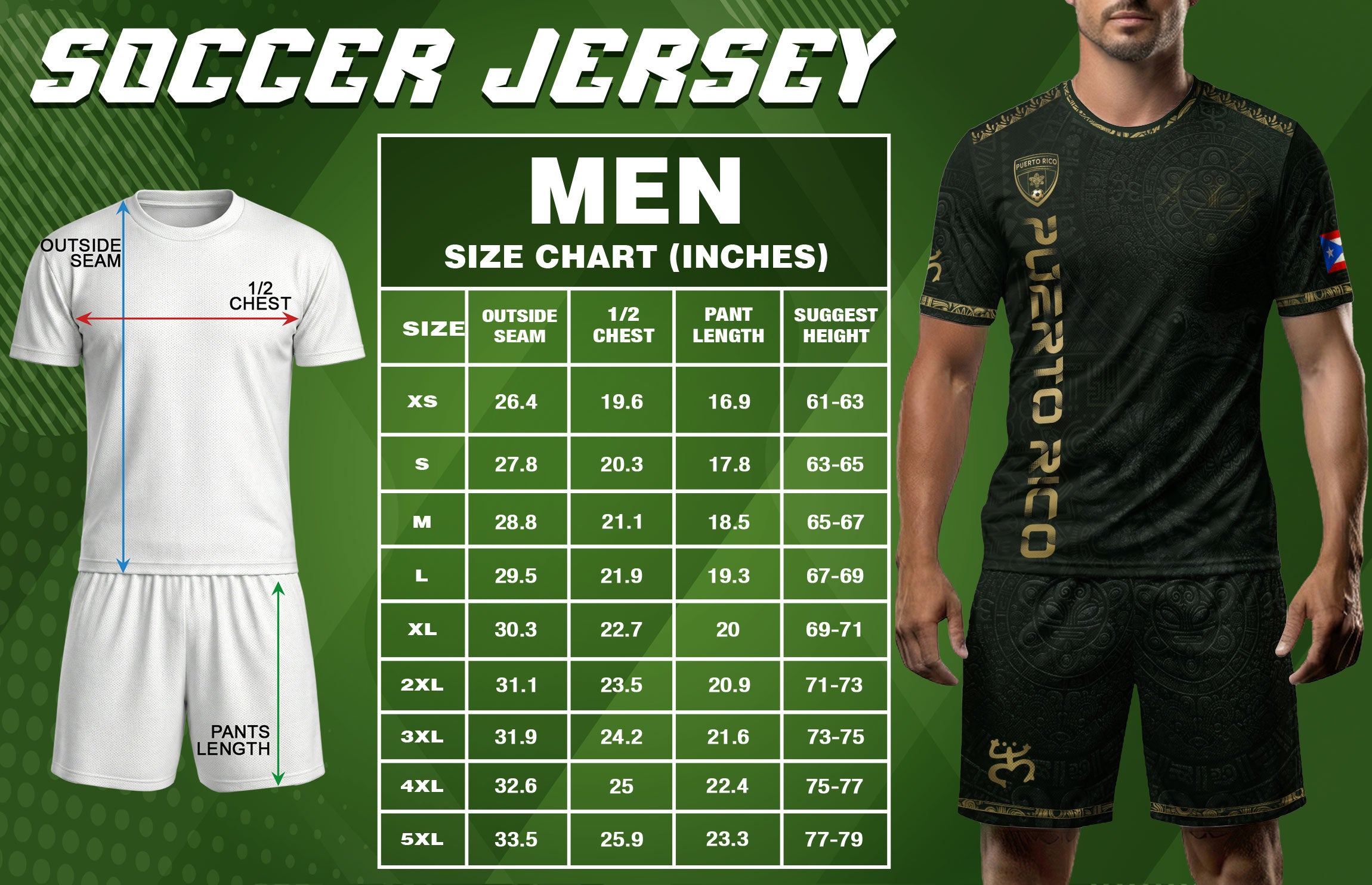 Puerto Rico Soccer Jersey Green Gold Coqui Frog Taino Sun Heritage Football Shirt
