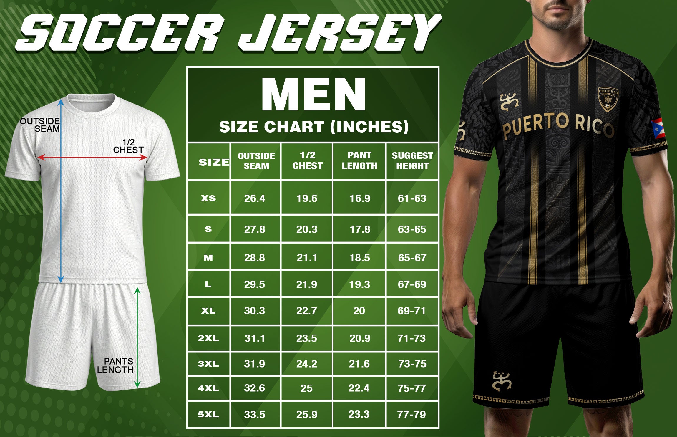 Puerto Rico Soccer Jersey - Black Vertical Stripe Taino Sun Heritage Football Shirt