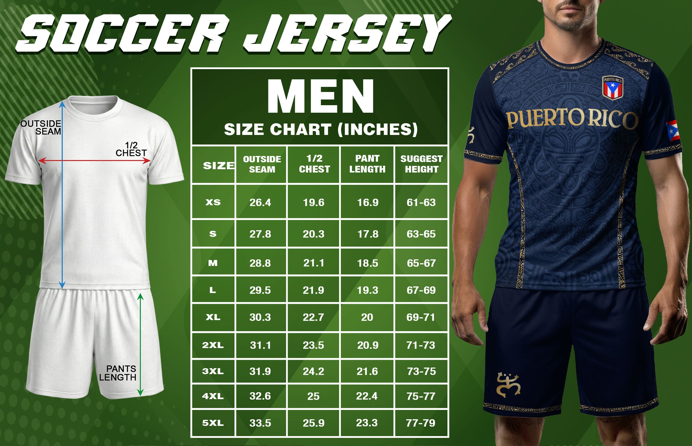 Puerto Rico Soccer Jersey - Navy and Gold Taino Sun Heritage Football Shirt