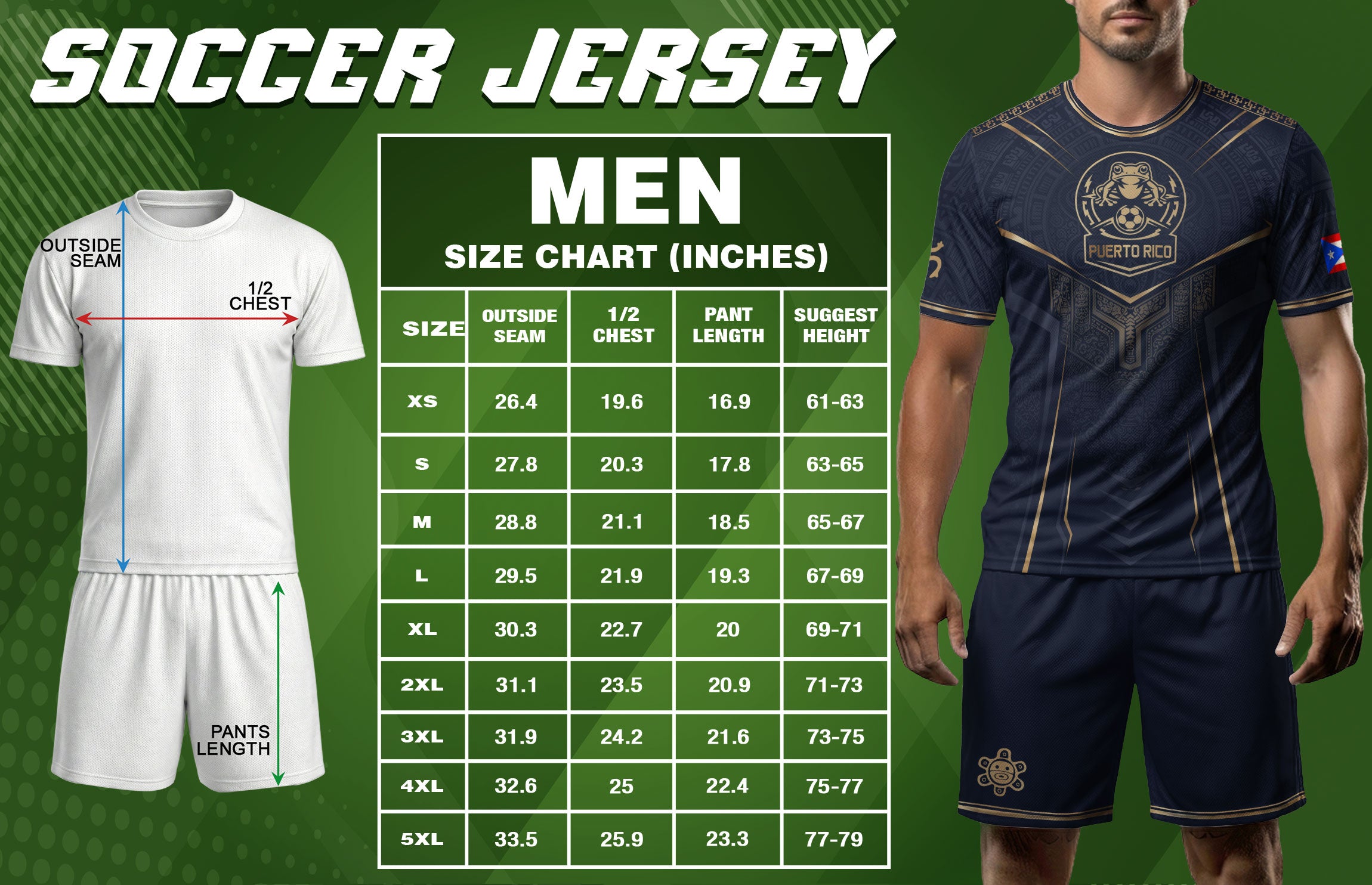 Puerto Rico Soccer Jersey - Navy Gold Taino Coqui Frog Crest Heritage Football Shirt