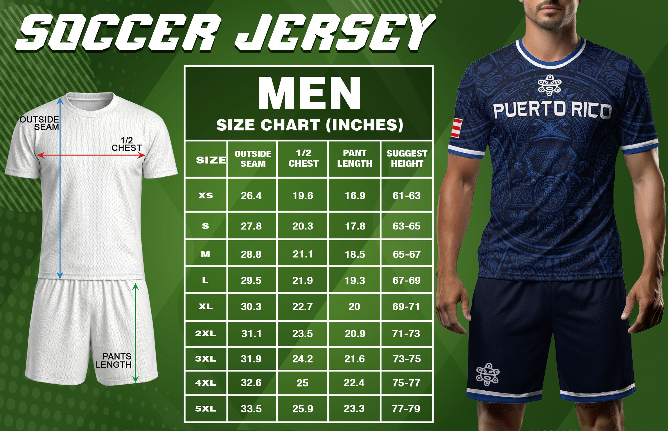 Navy Puerto Rico Soccer Jersey Coqui Taino Cultural Emblem Men Shirt and Shorts Set