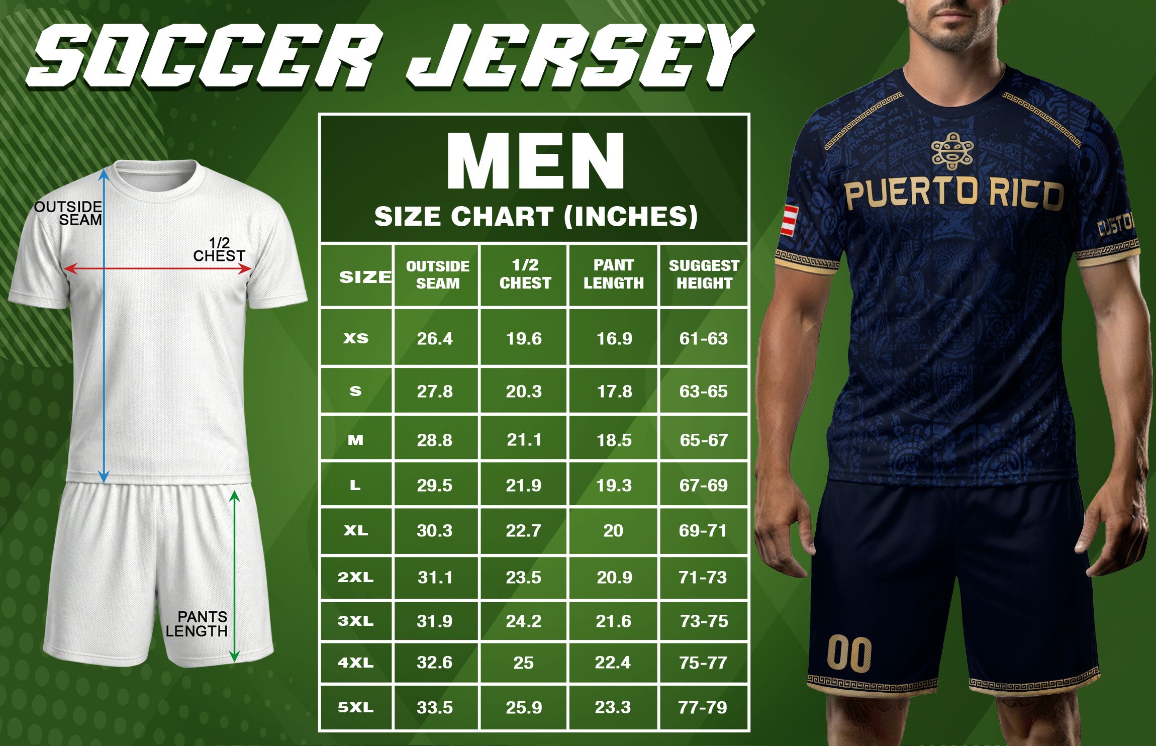 Personalized Name Puerto Rico Soccer Jersey Navy Blue Taino Gold Design Boricua Pride