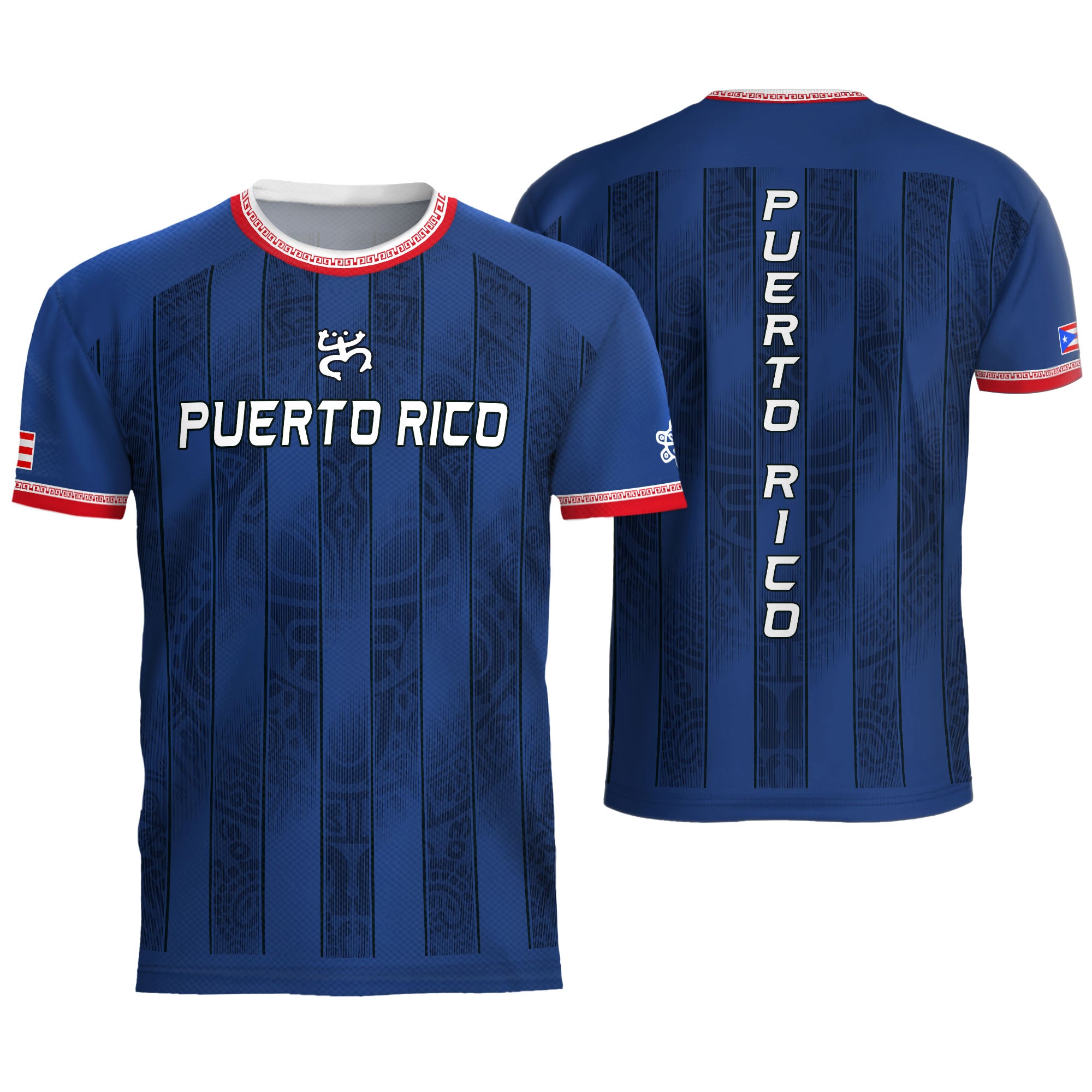 Puerto Rico Football Jersey Striped Navy Soccer Shirt Boricua Pride Gift Men