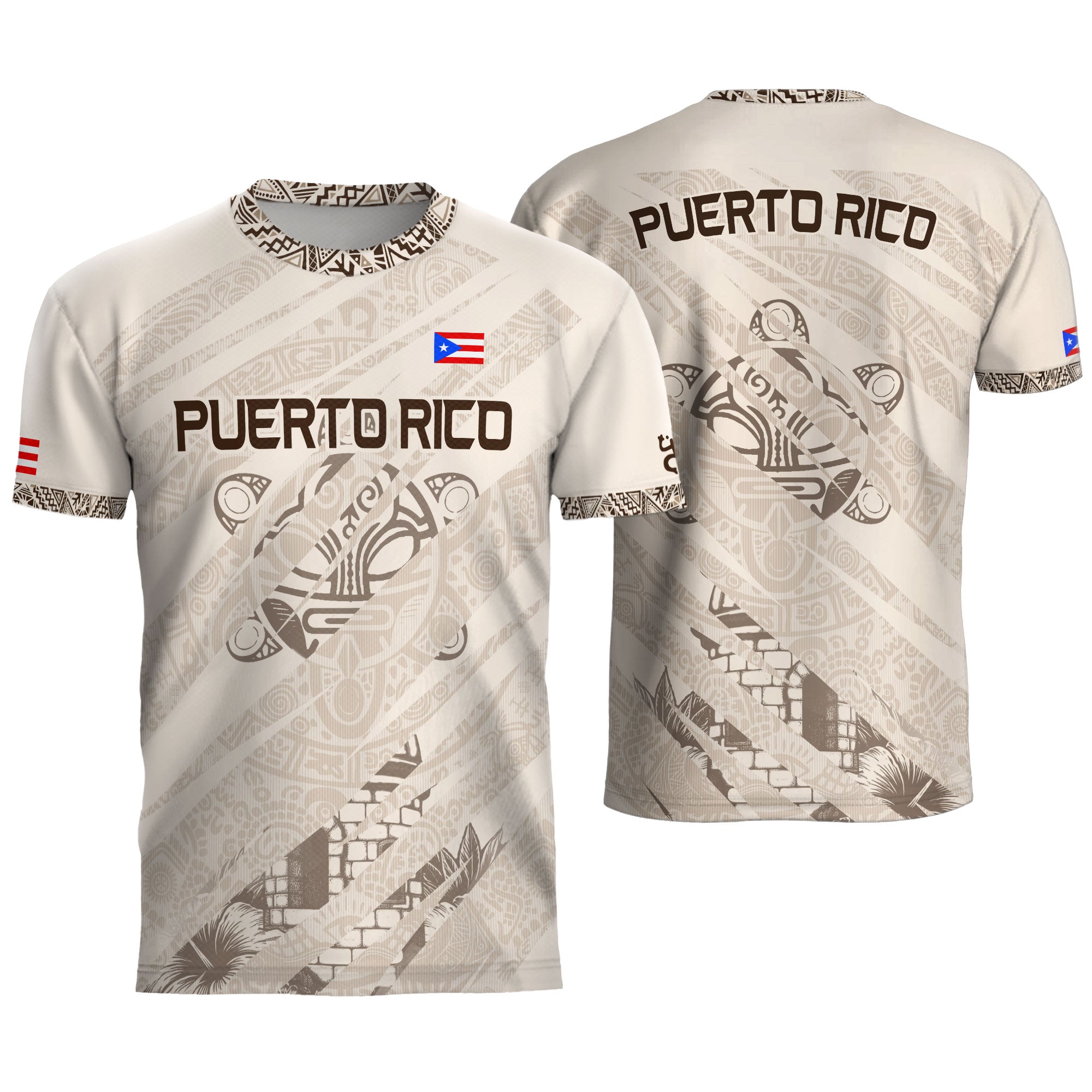 Puerto Rico Taino Coqui Jersey - White Heritage Boricua Tribal Print Performance Shirt