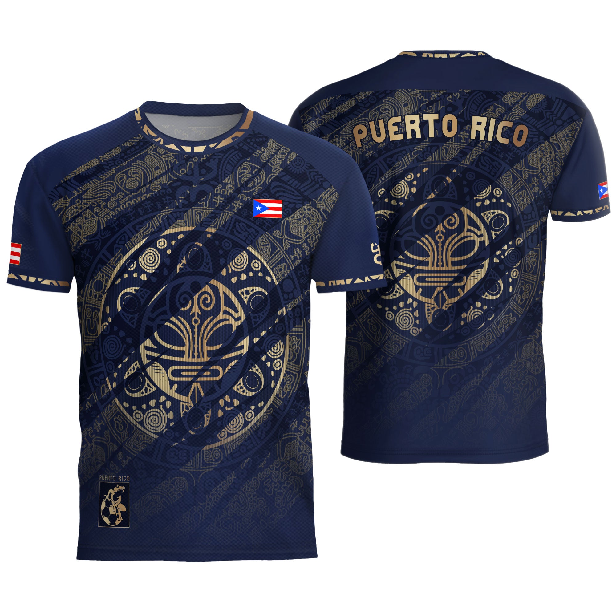 Puerto Rico Soccer Jersey Taino Sun Navy Gold Football Shirt Boricua Apparel Men Gift