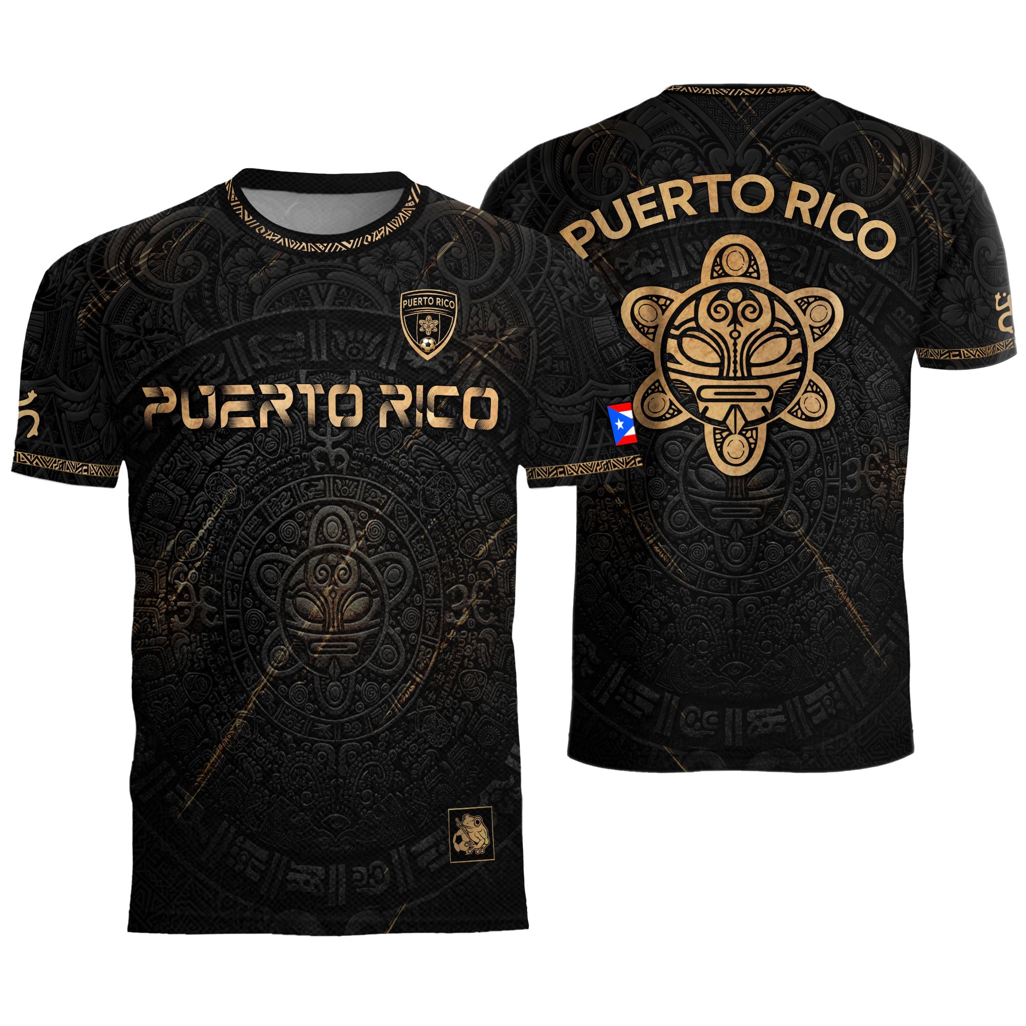 Puerto Rico Football Black Gold Shirt Taino Culture Gold Edition Soccer Jersey