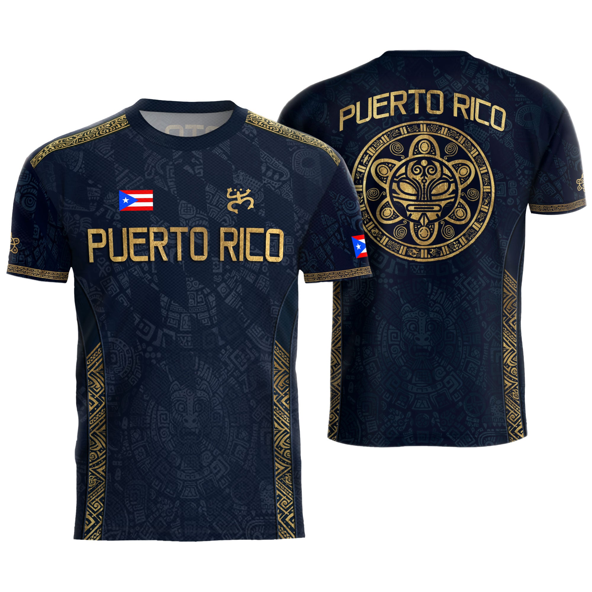 Puerto Rico Soccer Jersey - Taino Coqui Frog Navy Gold Boricua Pride Sportswear