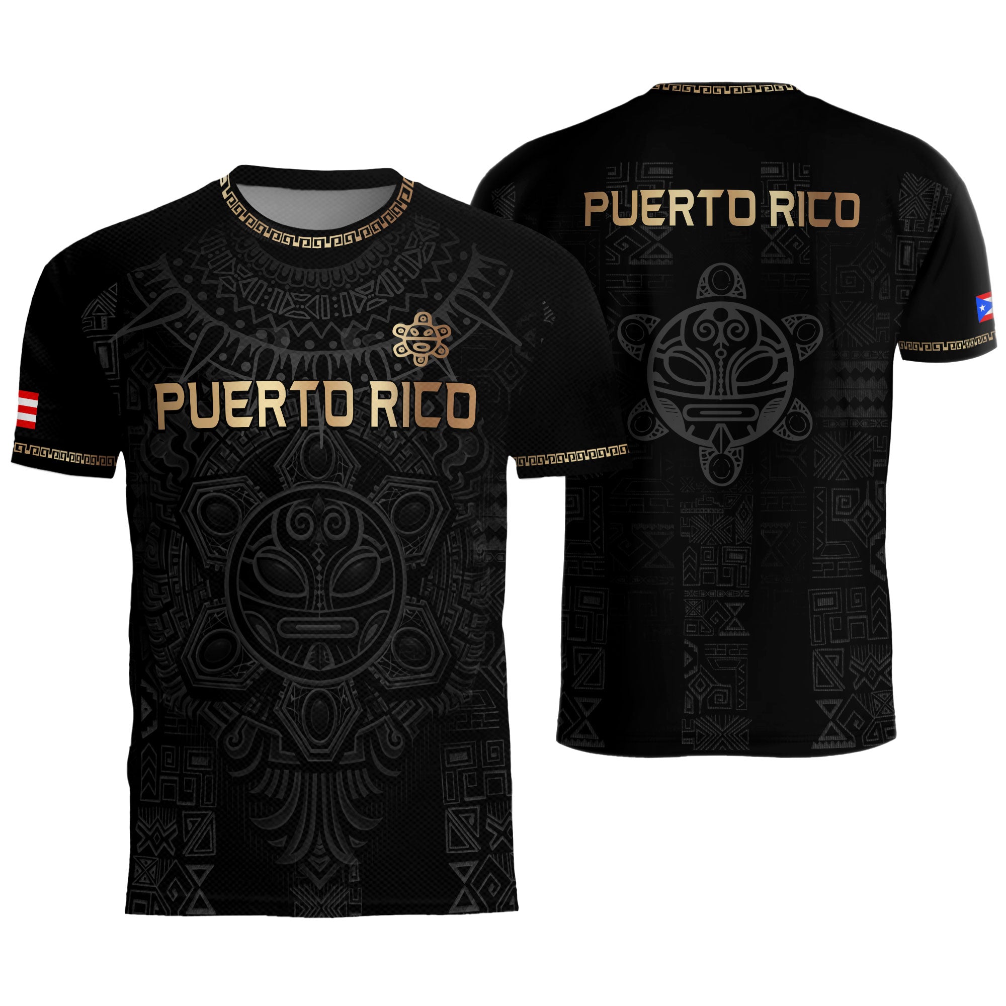 Camiseta de fútbol con máscara taína boricua azul marino de Puerto Rico, bandera tribal, orgullo nacional