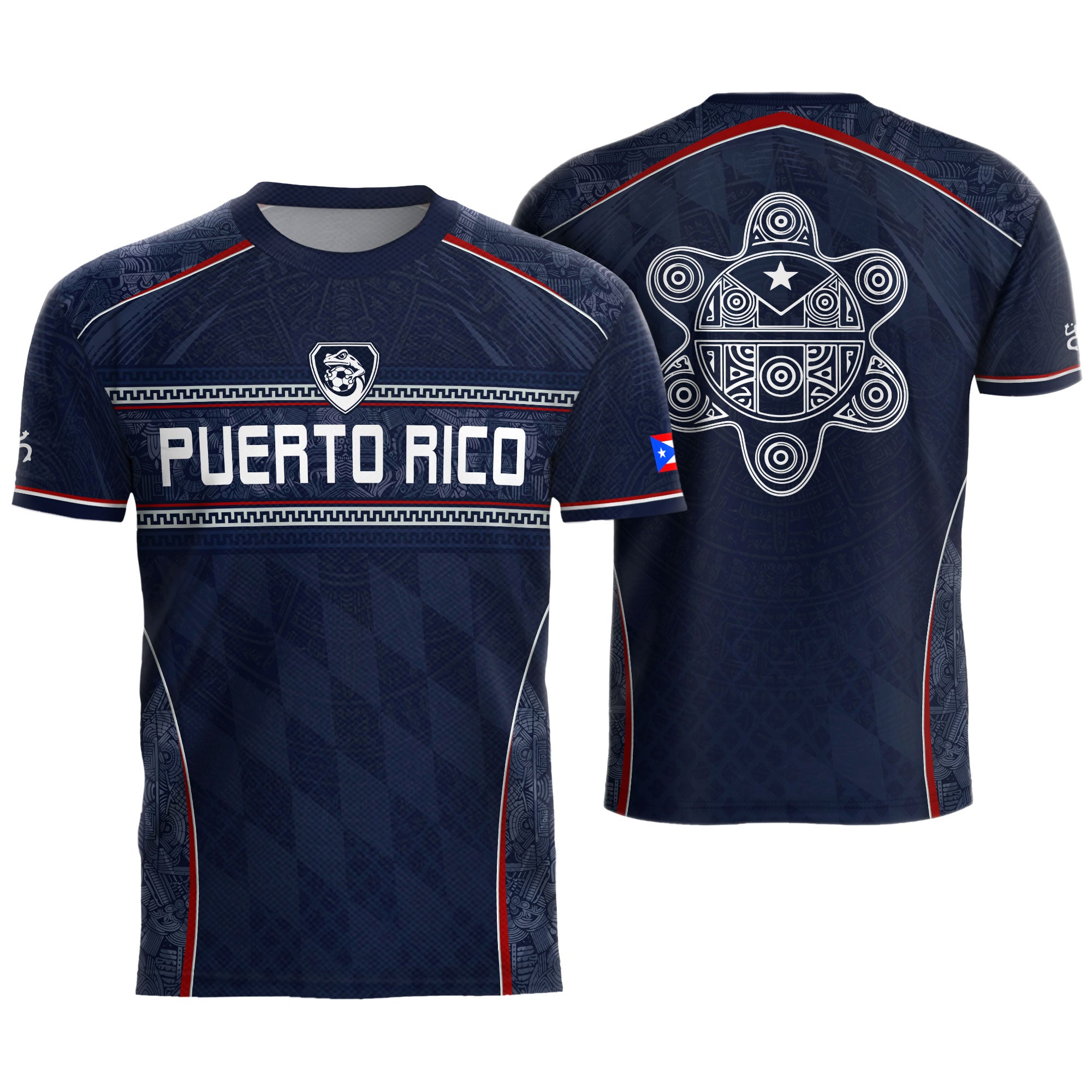 Puerto Rico Soccer Jersey - Modern Navy Taino Pattern Boricua Pride Athletic Fan Jersey