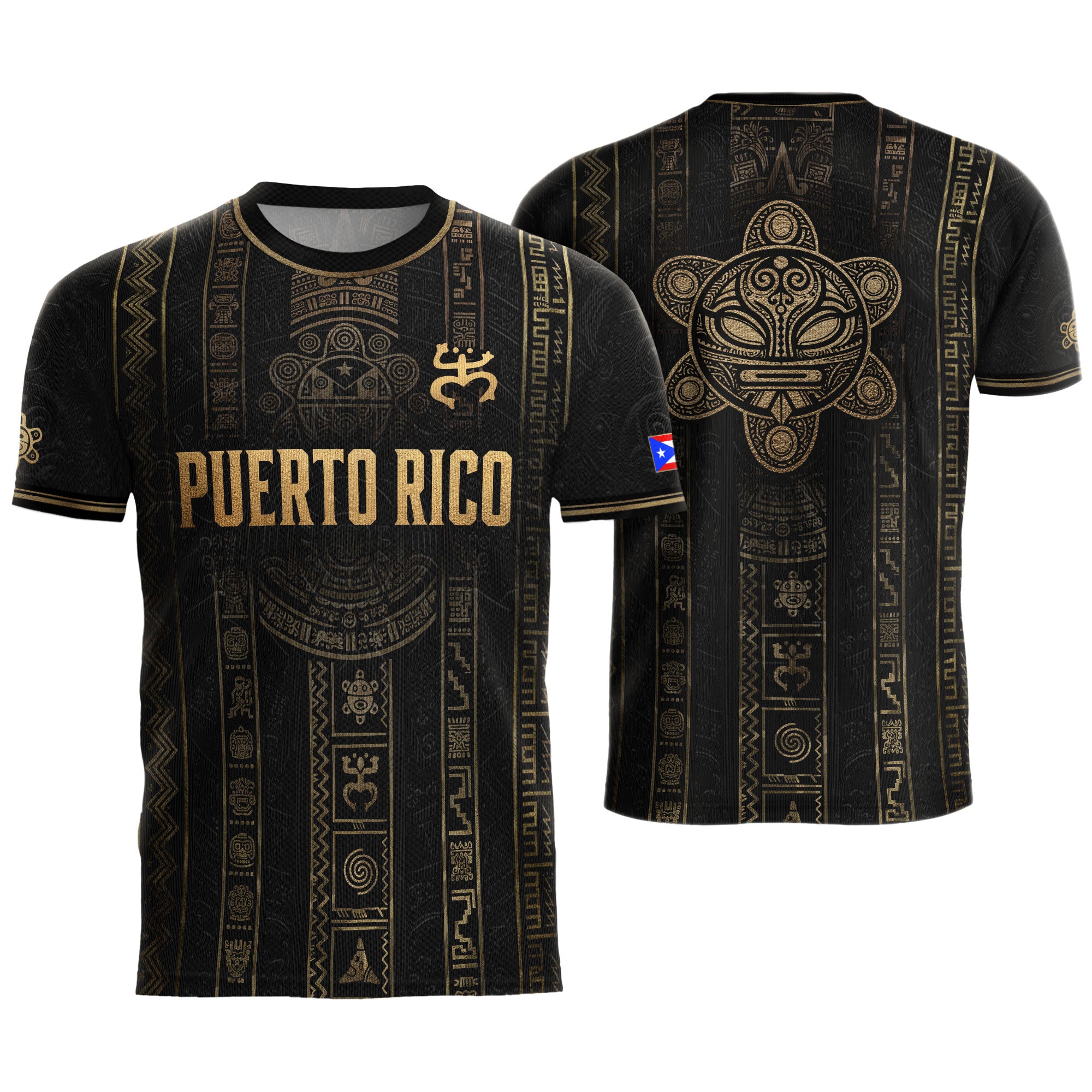 Black Puerto Rico Soccer Jersey Taino Heritage Petroglyph Football Shirt