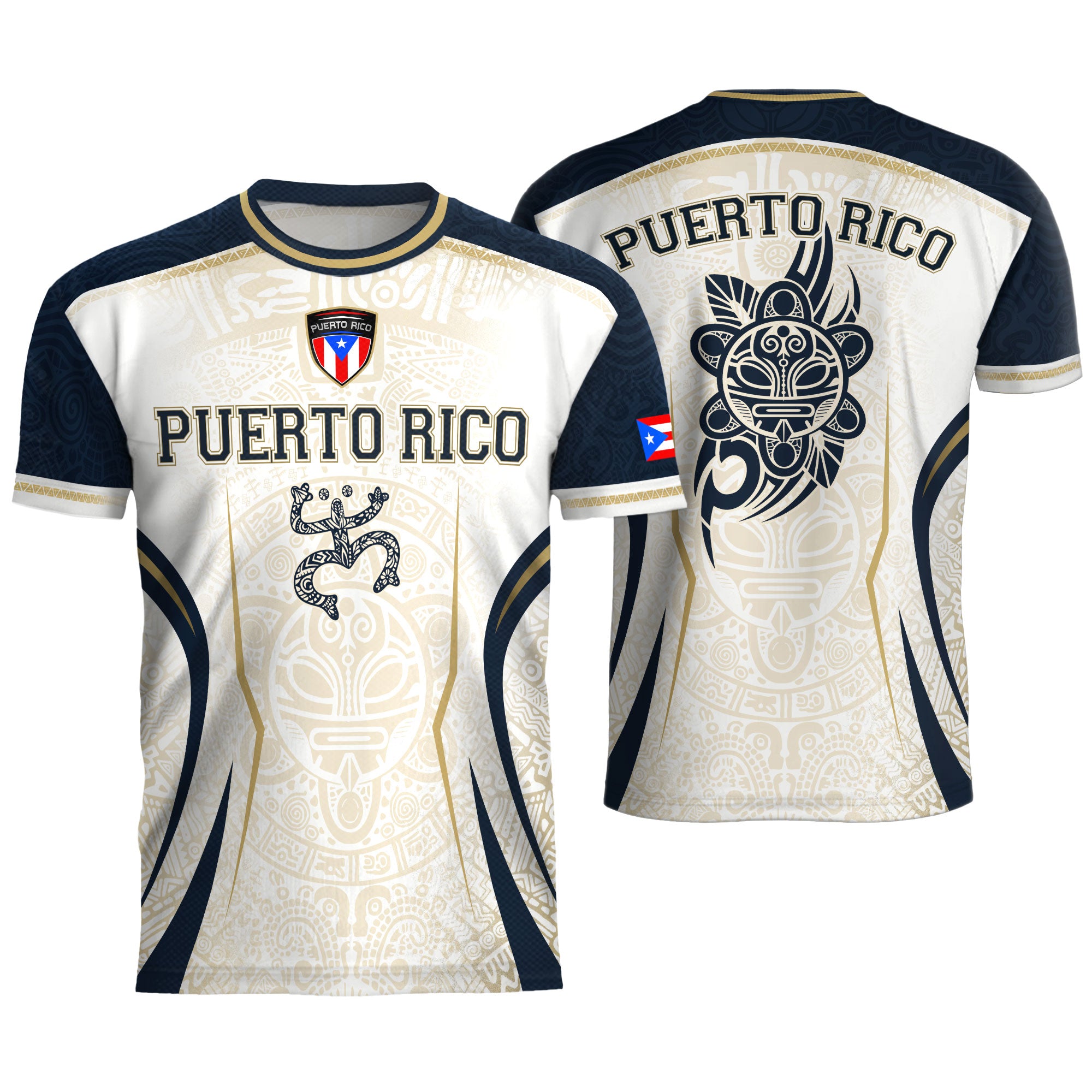 Puerto Rico Soccer Jersey Navy White Taino Coqui Flag PR Football Shirt Heritage