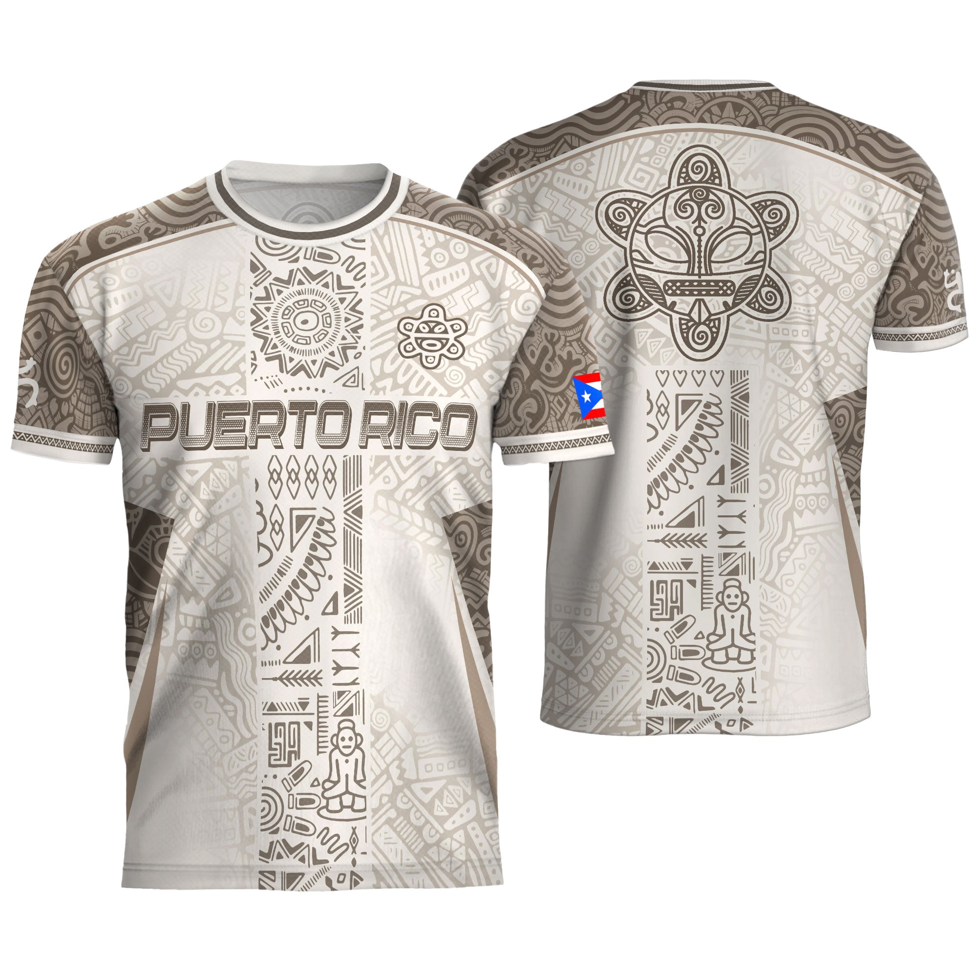 Puerto Rico White Soccer Jersey Tribal Pattern Boricua Pride Football Shirt Unisex