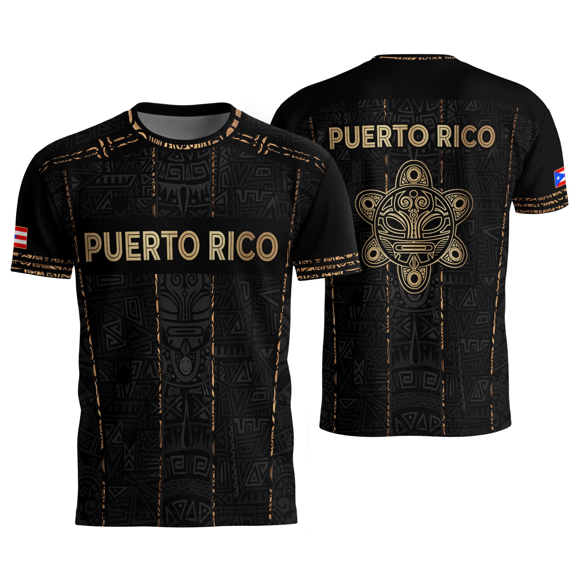 Black Puerto Rico Soccer Jersey Taino Turtle Tribal Boricua Football Shirt
