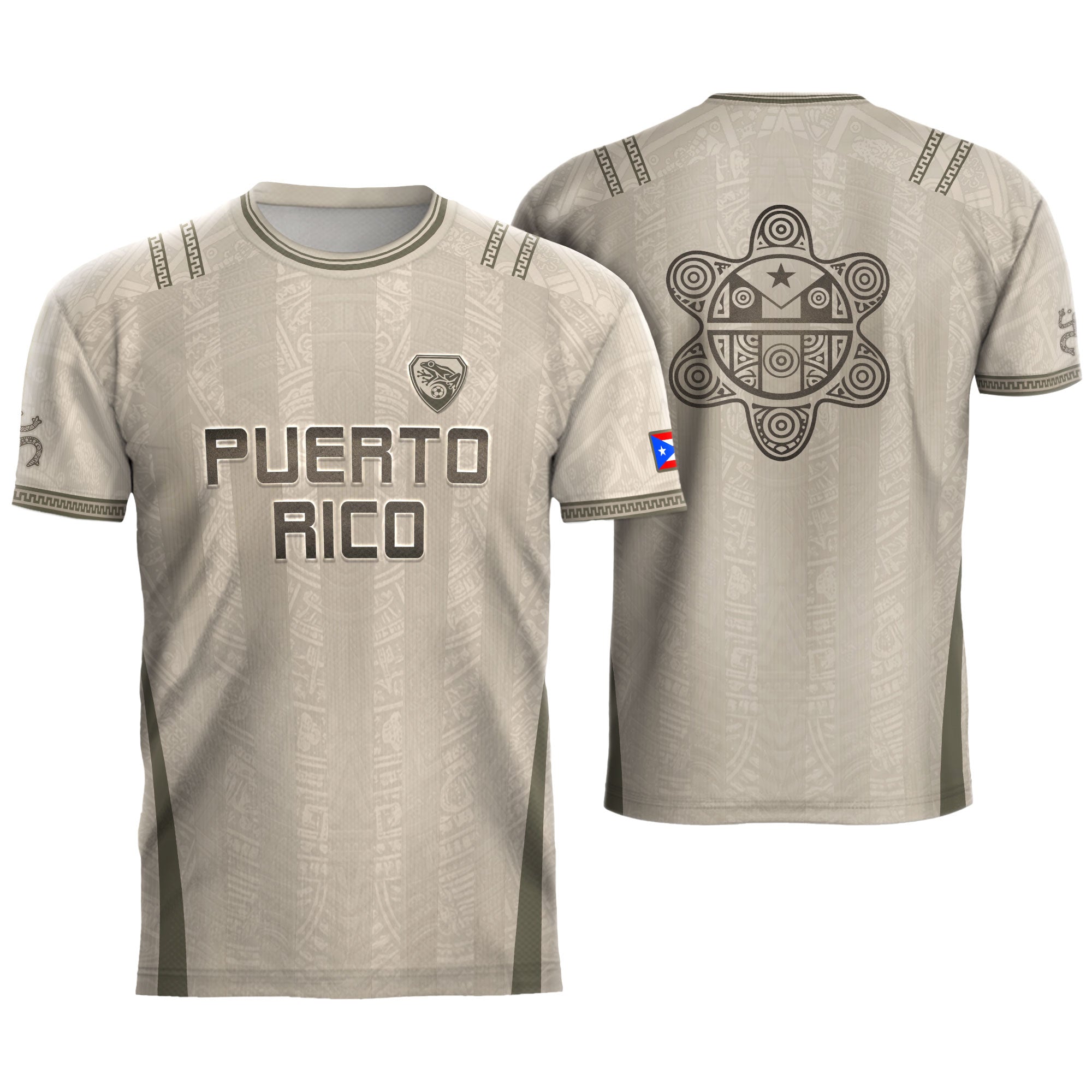Beige Puerto Rico Soccer Jersey Taino Sun Sol de Jayuya Pattern Edition Football Shirt