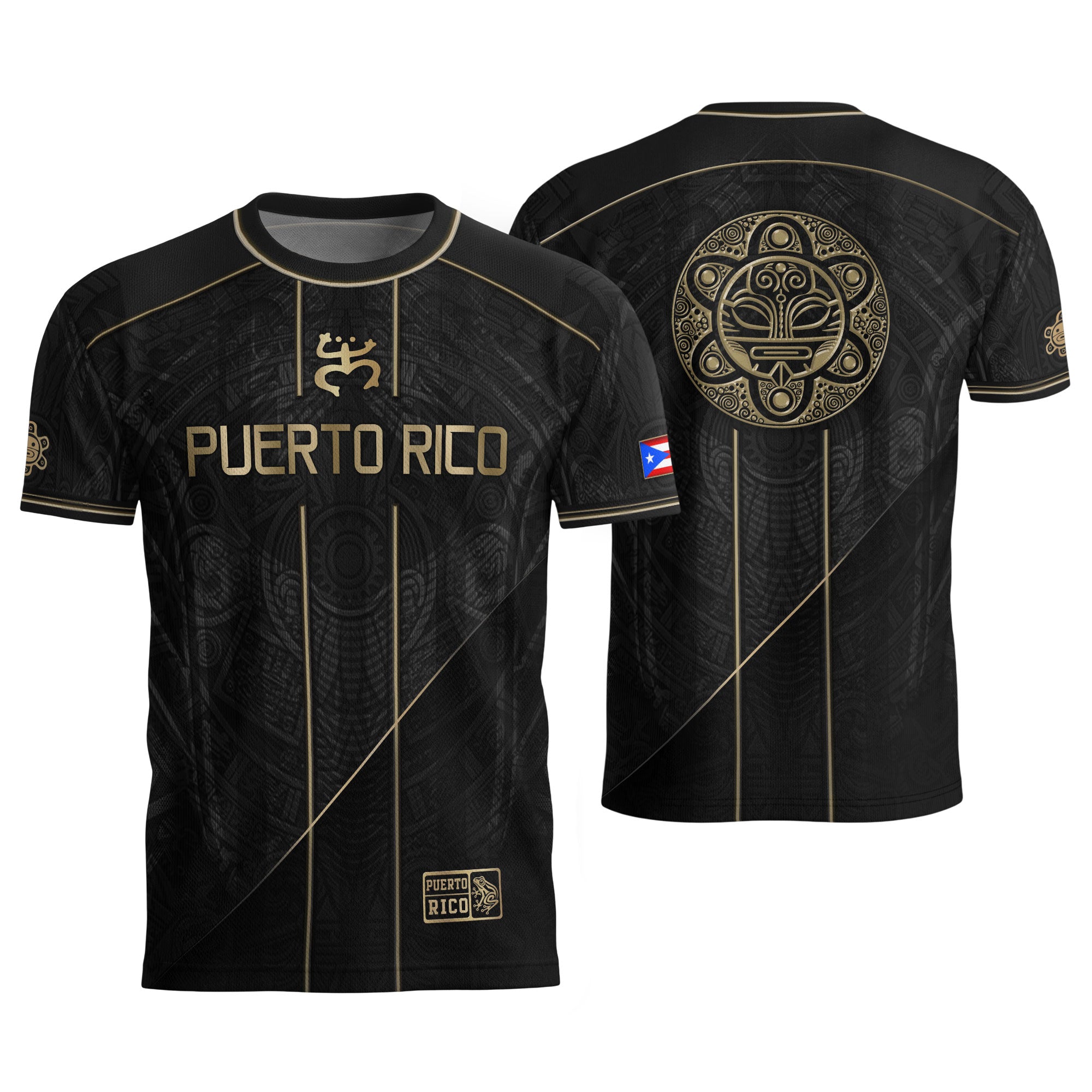 Puerto Rico Soccer Jersey Taino Coquí Black Gold Flag Football Shirt Men Women Gift