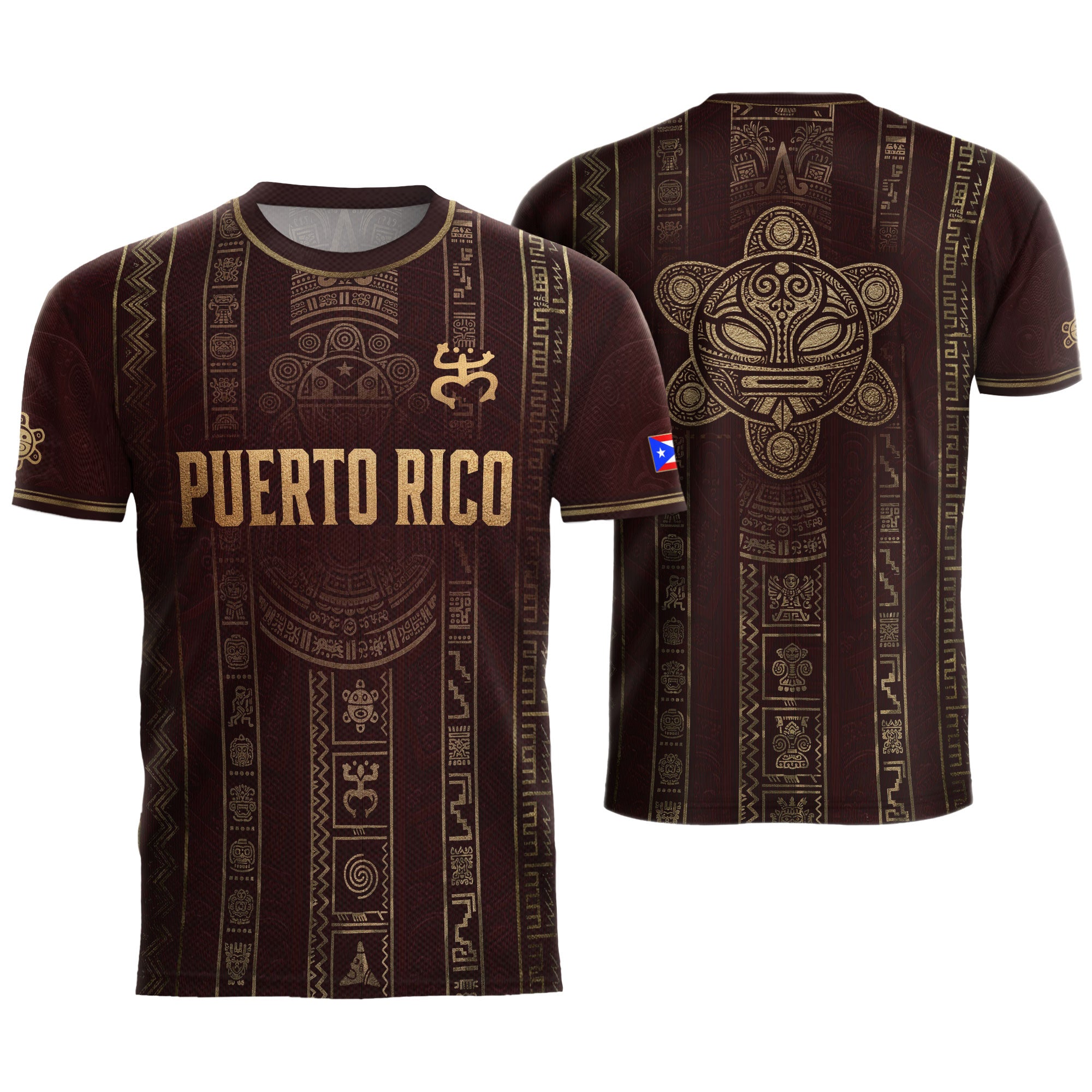 Puerto Rico Soccer Jersey Taino Heritage Maroon Gold Football Shirt Boricua Pride Gift