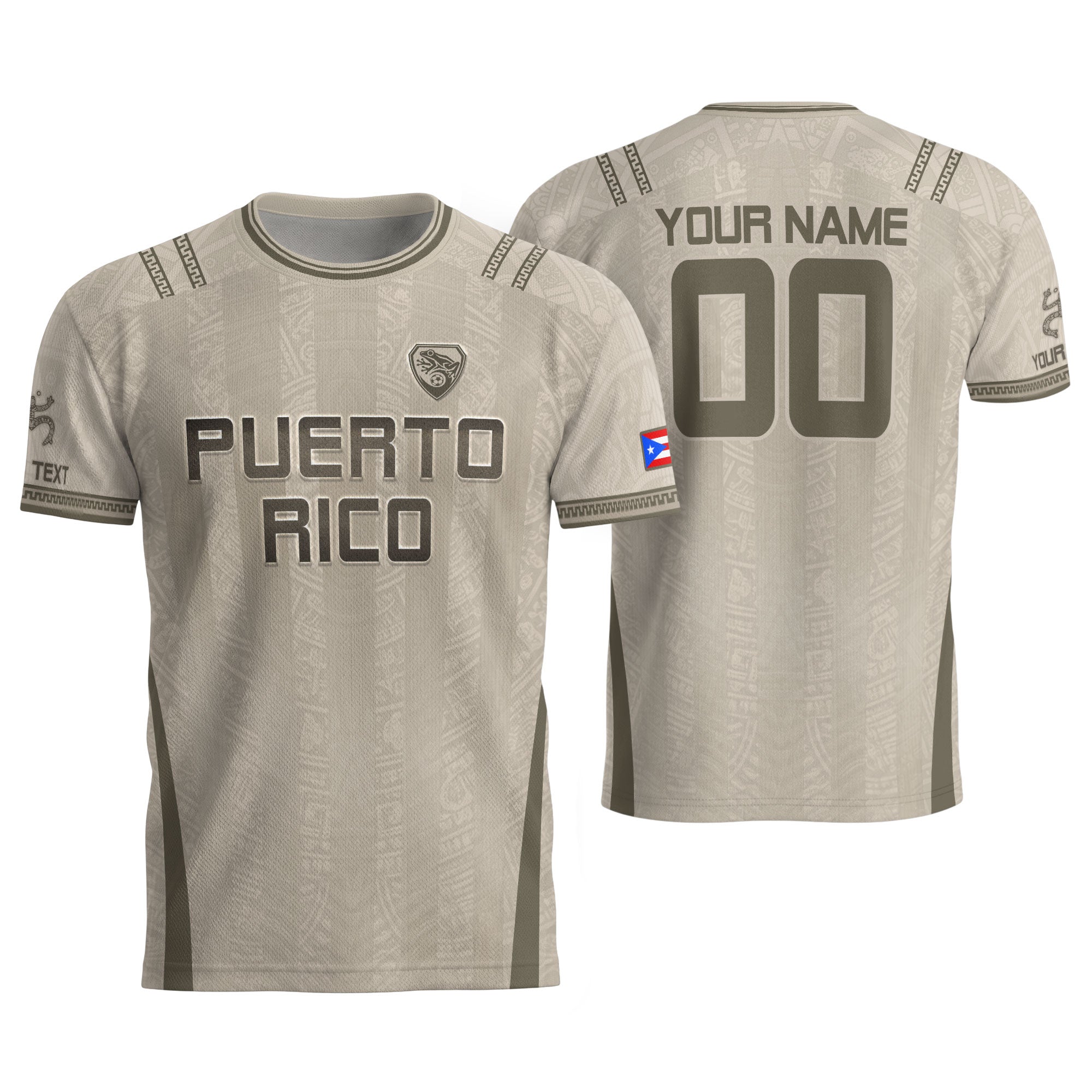 Camiseta de fútbol con máscara taína boricua azul marino de Puerto Rico, bandera tribal, orgullo nacional