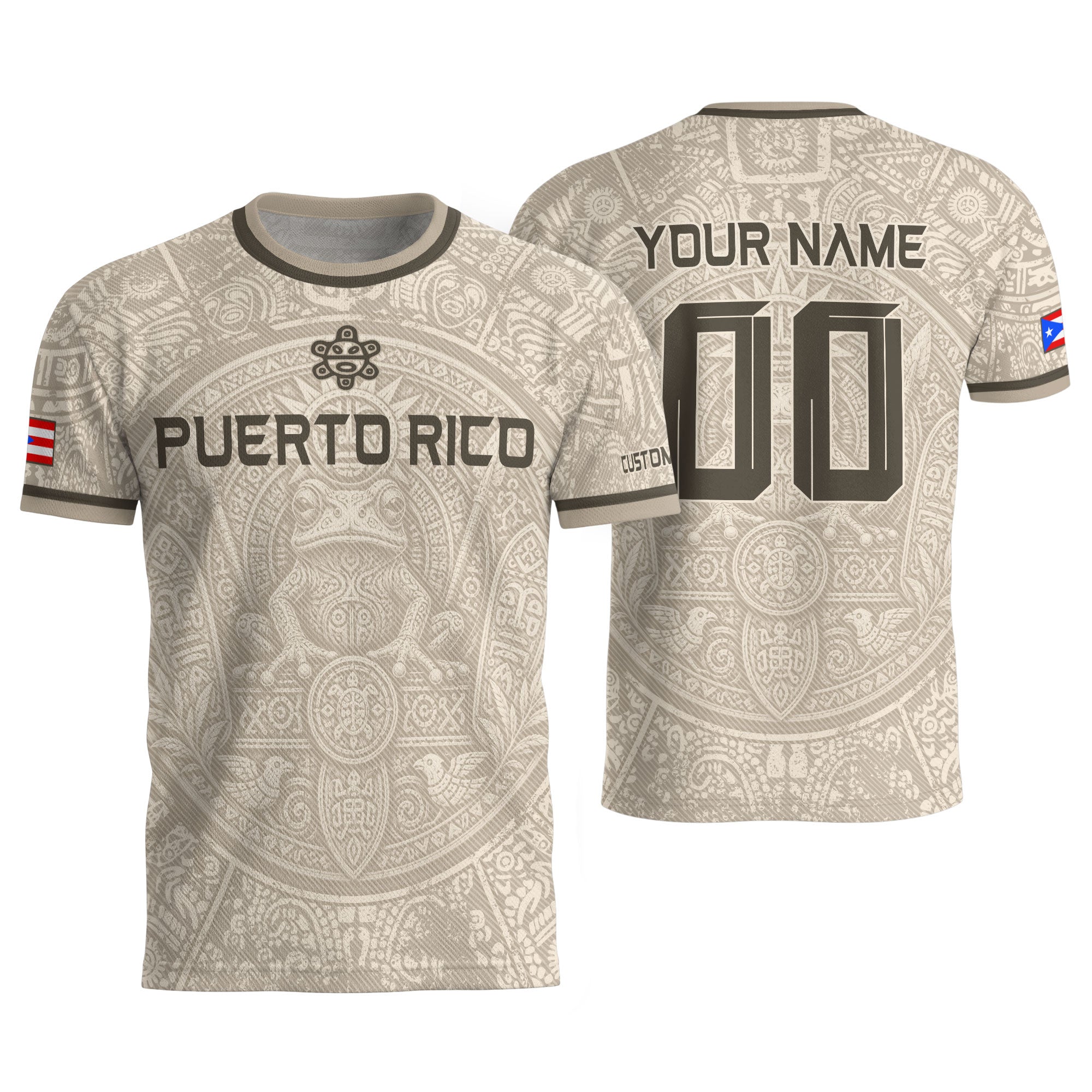 Camiseta de fútbol con máscara taína boricua azul marino de Puerto Rico, bandera tribal, orgullo nacional