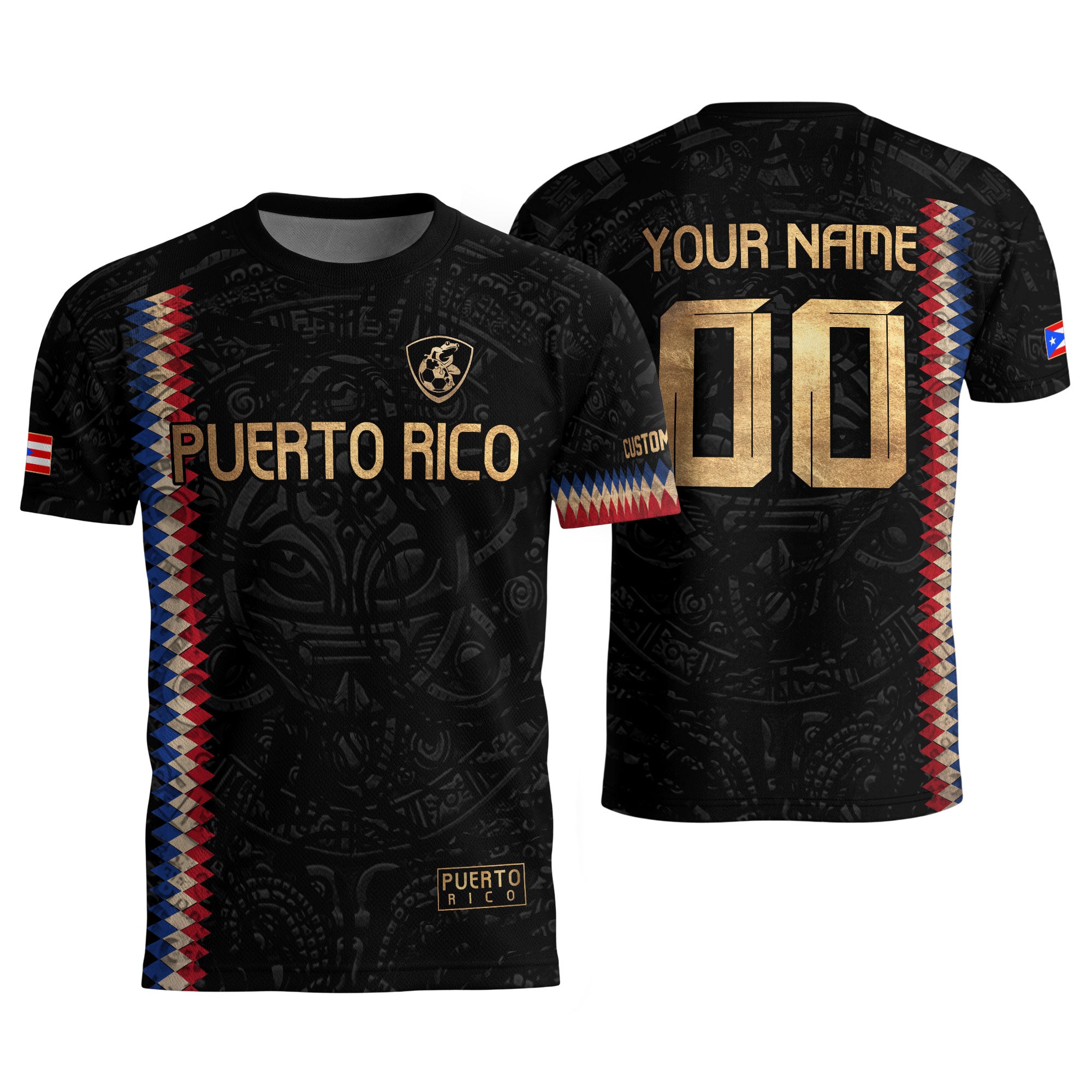 Custom Puerto Rico Soccer Jersey Black Gold – Puerto Rico Shirt, Puerto Rico Jerseys for Fans