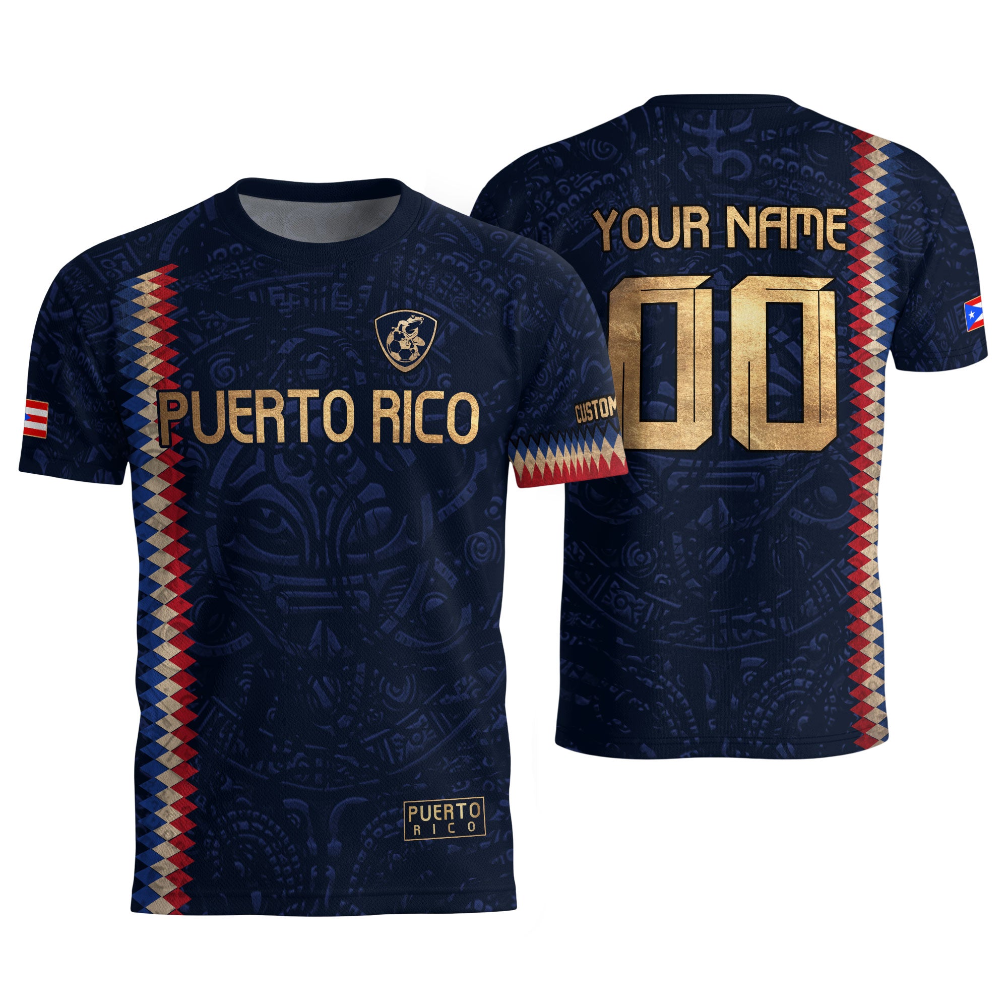 Custom Puerto Rico Soccer Jersey Navy Blue – Puerto Rican Jersey Men & Women, Puerto Rico Jerseys for Fans