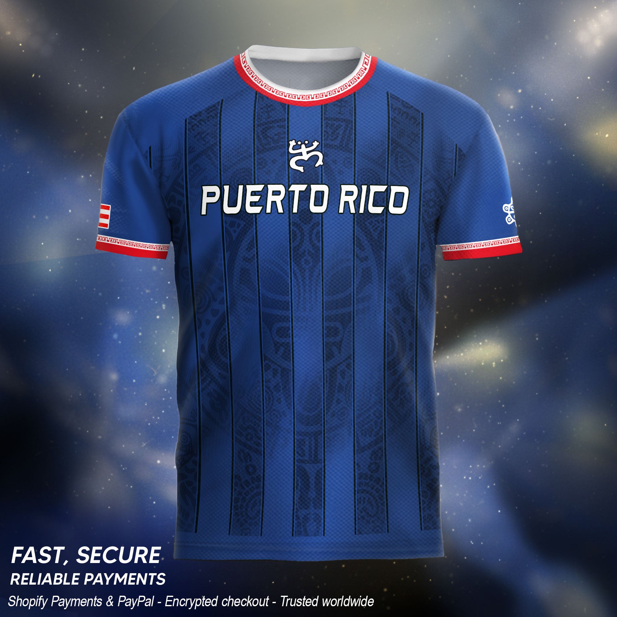 Puerto Rico Football Jersey Striped Navy Soccer Shirt Boricua Pride Gift Men