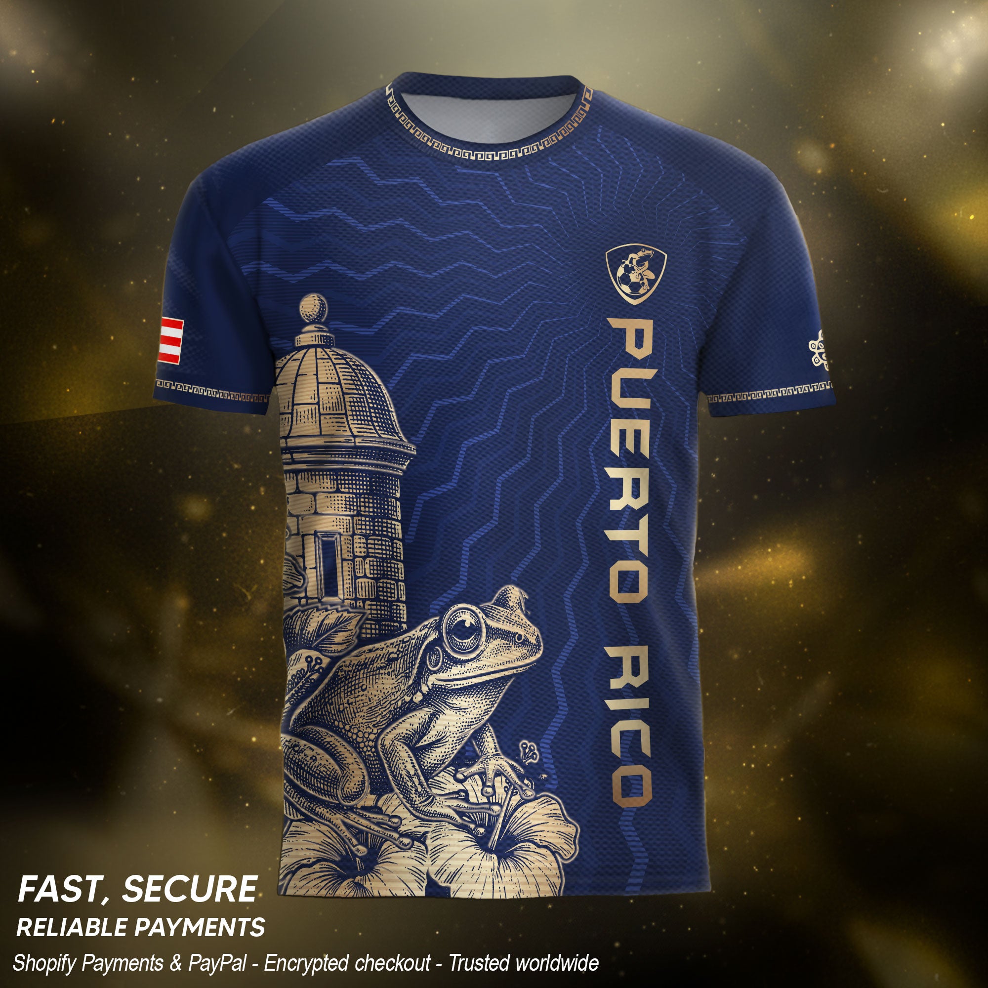 Puerto Rico Soccer Jersey El Morro Garita Coqui Frog Navy Gold Football Shirt Boricua