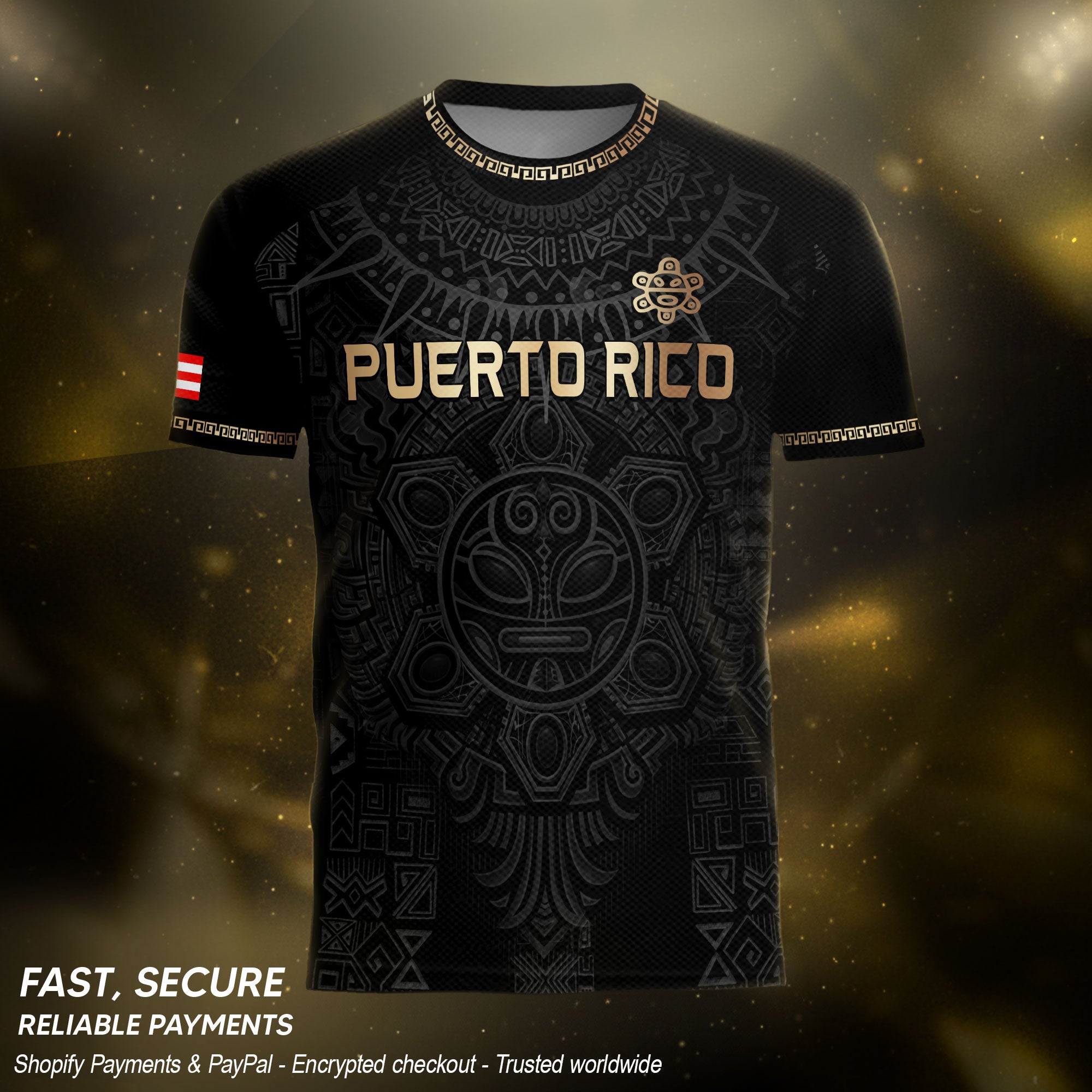 Camiseta de fútbol con máscara taína boricua azul marino de Puerto Rico, bandera tribal, orgullo nacional