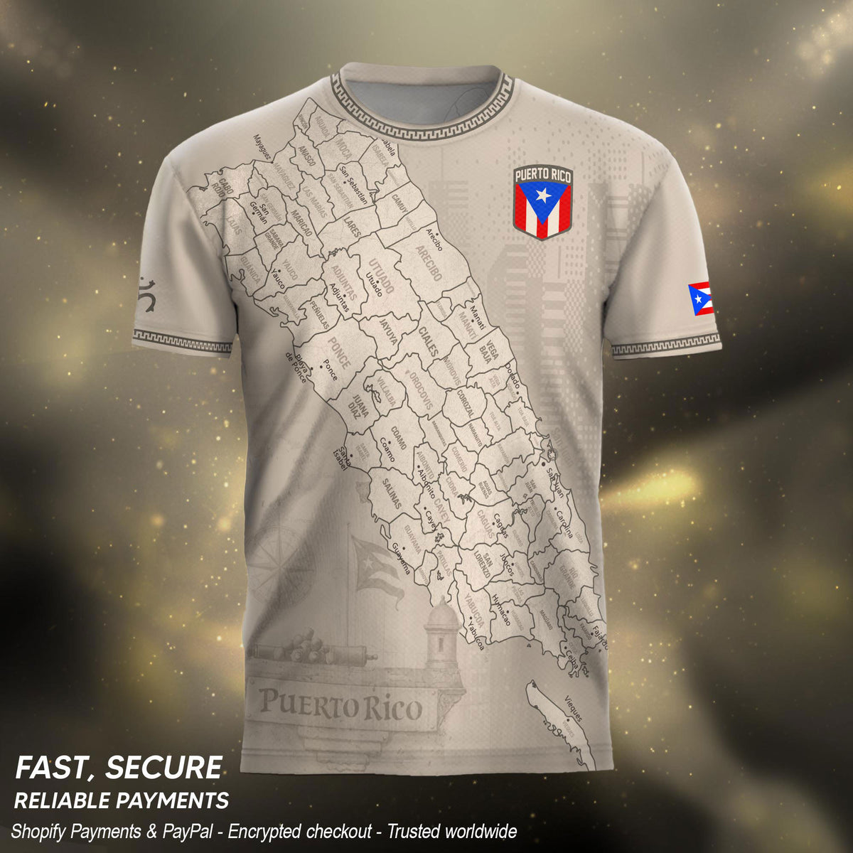 Puerto Rico Heritage Orgullo Boricua Beige Detailed Island Map Culture Soccer Jersey