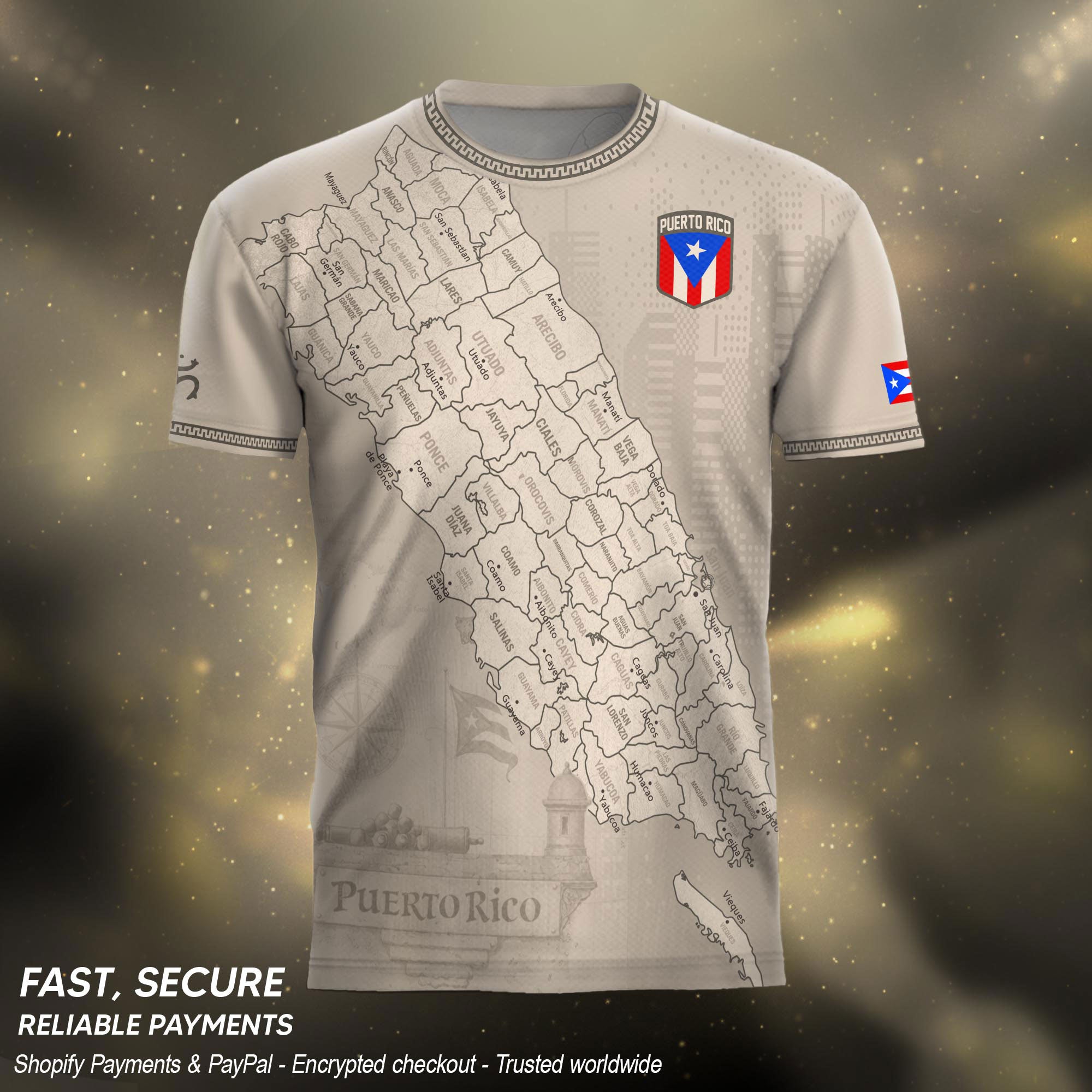 Puerto Rico Heritage Orgullo Boricua Beige Detailed Island Map Culture Soccer Jersey