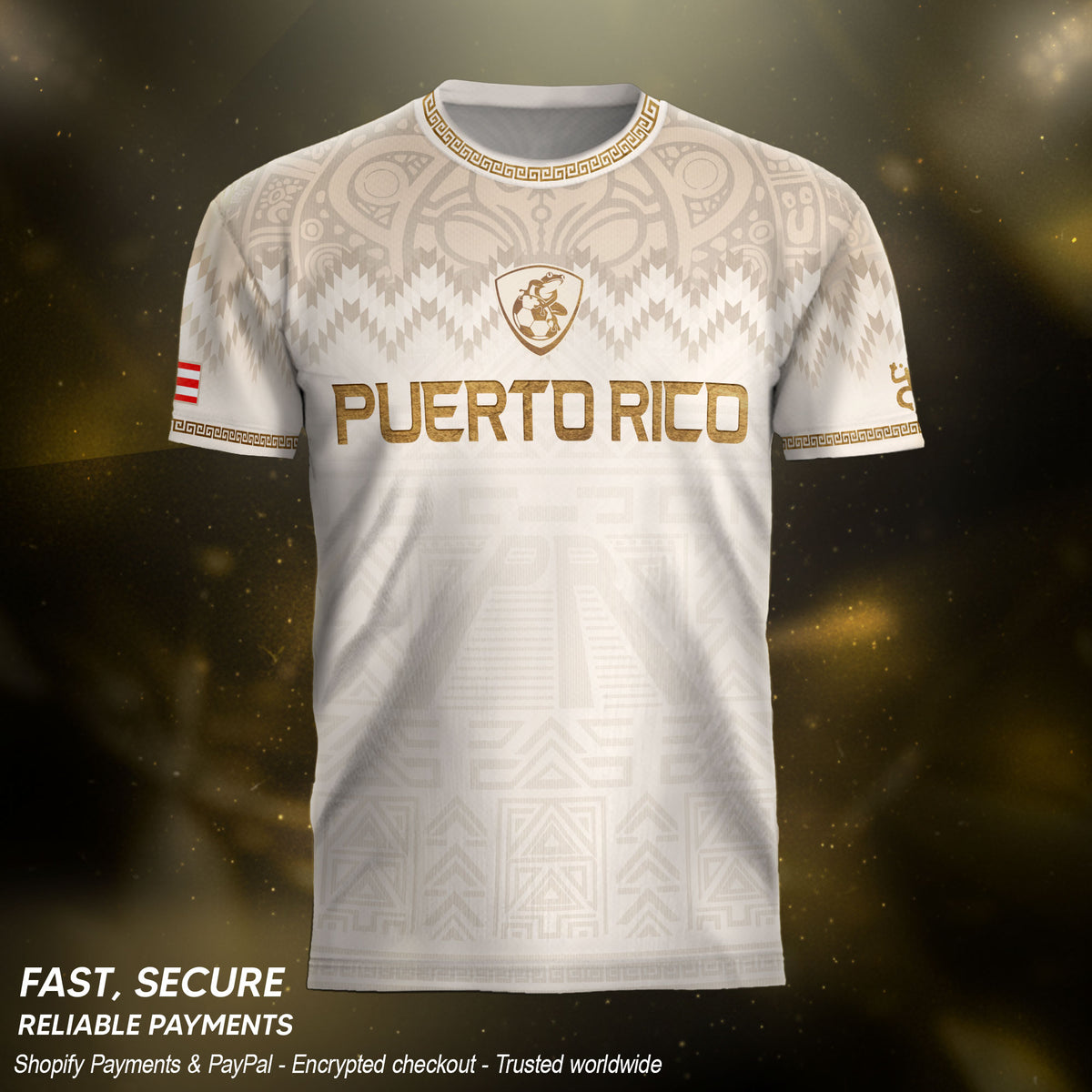 White Gold Puerto Rico Soccer Jersey for Men Puerto Rican Jersey Men Puerto Rico Soccer Shirt for Mens