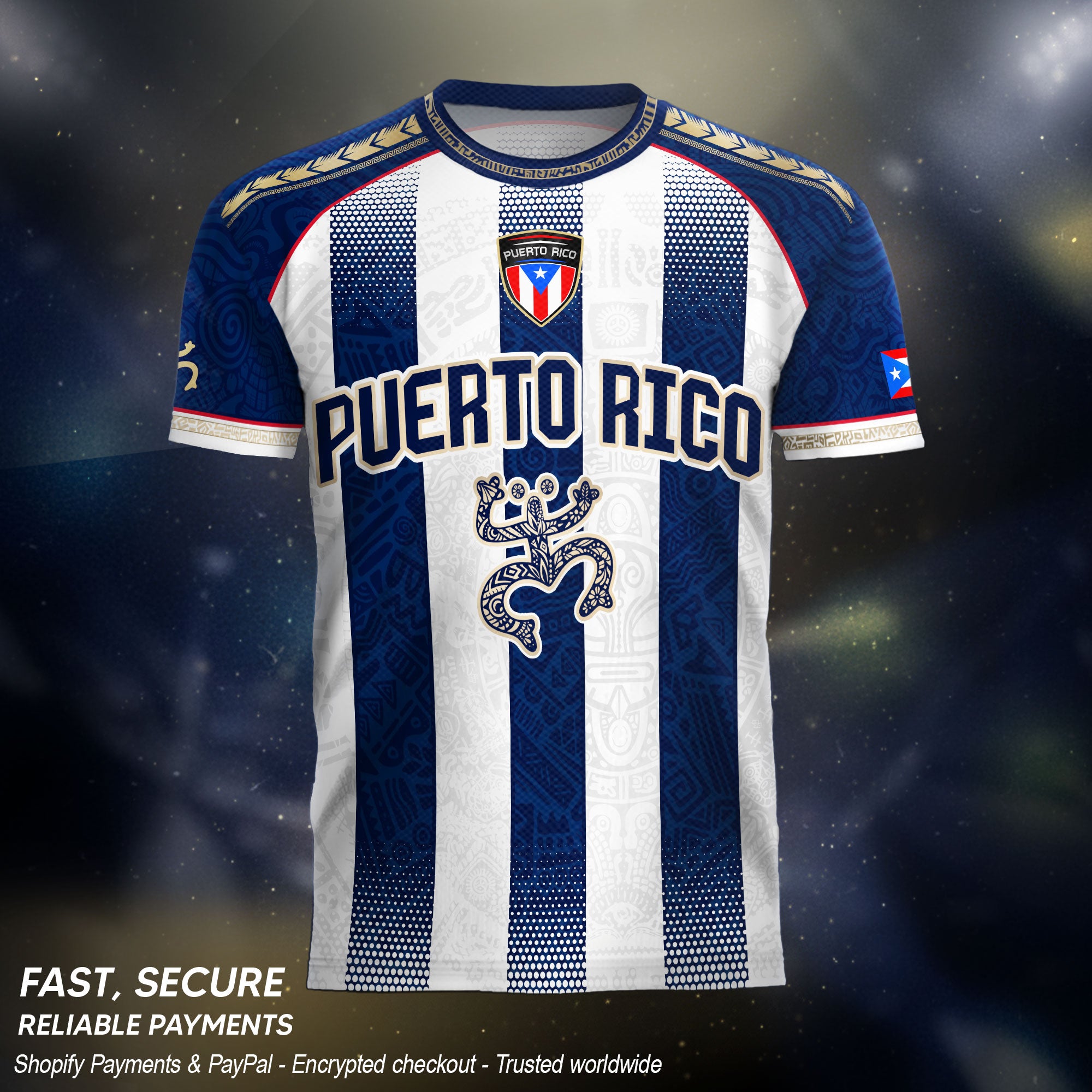 Puerto Rico Soccer Jersey Shirt Blue White Striped Boricua Football Fan Jersey Unisex