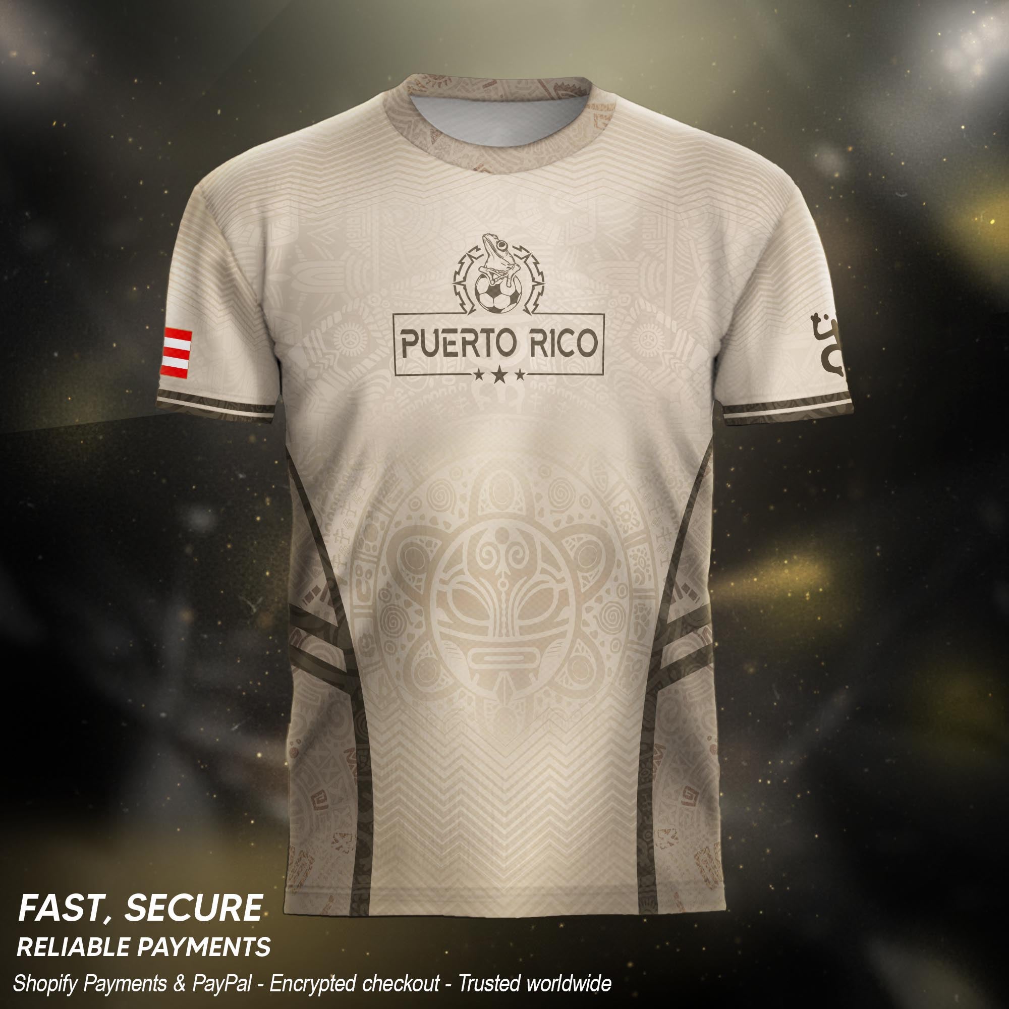 Beige Puerto Rico Soccer Jersey for Men – Puerto Rican Shirt, Puerto Rico Jerseys, Puerto Rico Shirts for Men