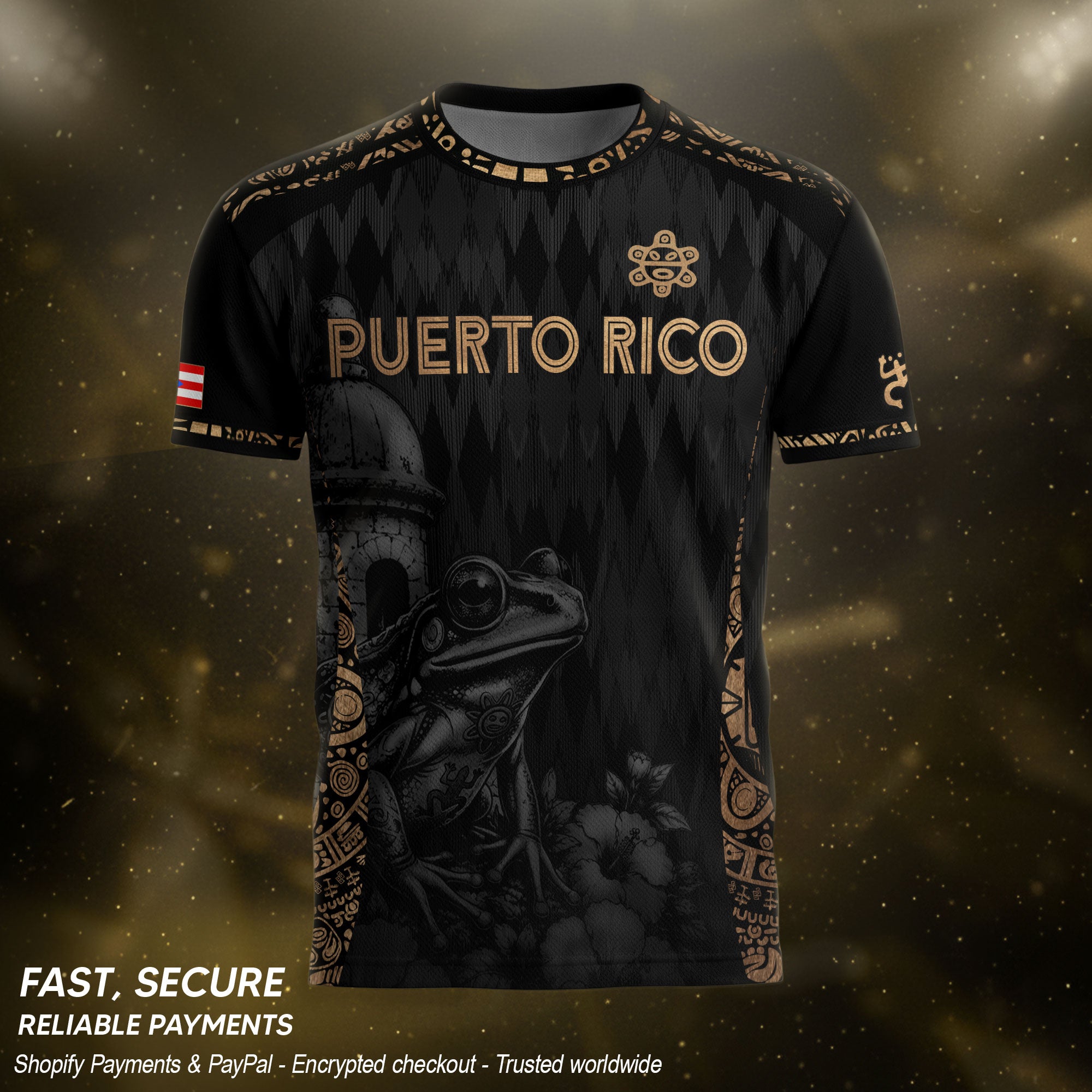 Camiseta de fútbol con máscara taína boricua azul marino de Puerto Rico, bandera tribal, orgullo nacional