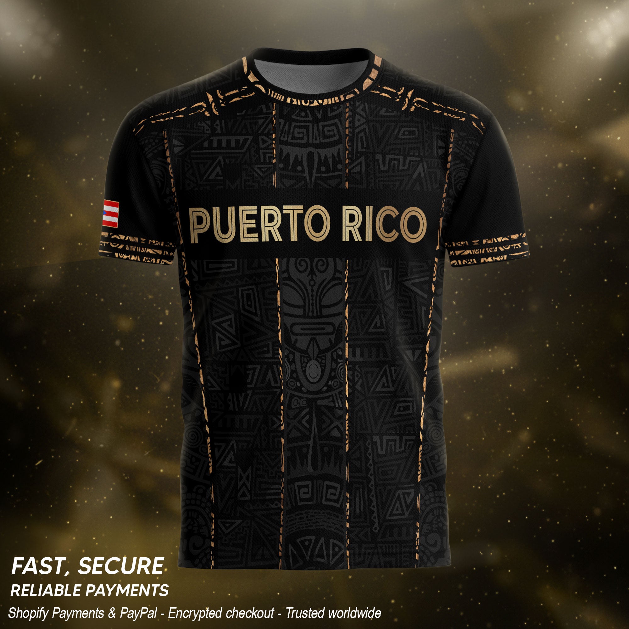 Black Puerto Rico Soccer Jersey Taino Turtle Tribal Boricua Football Shirt