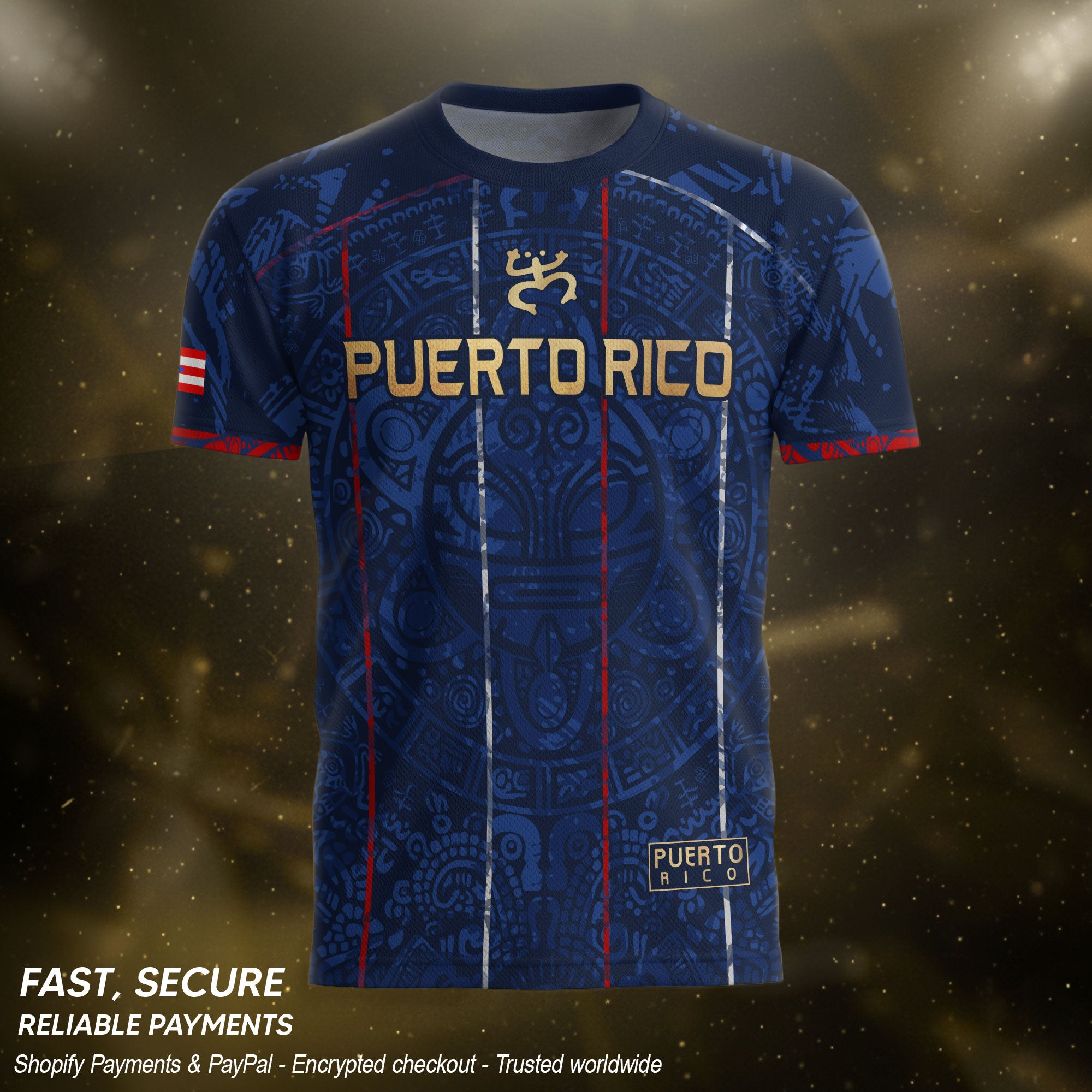 Puerto Rico Soccer Jersey Navy Taino Turtle Pride Sportswear Tee