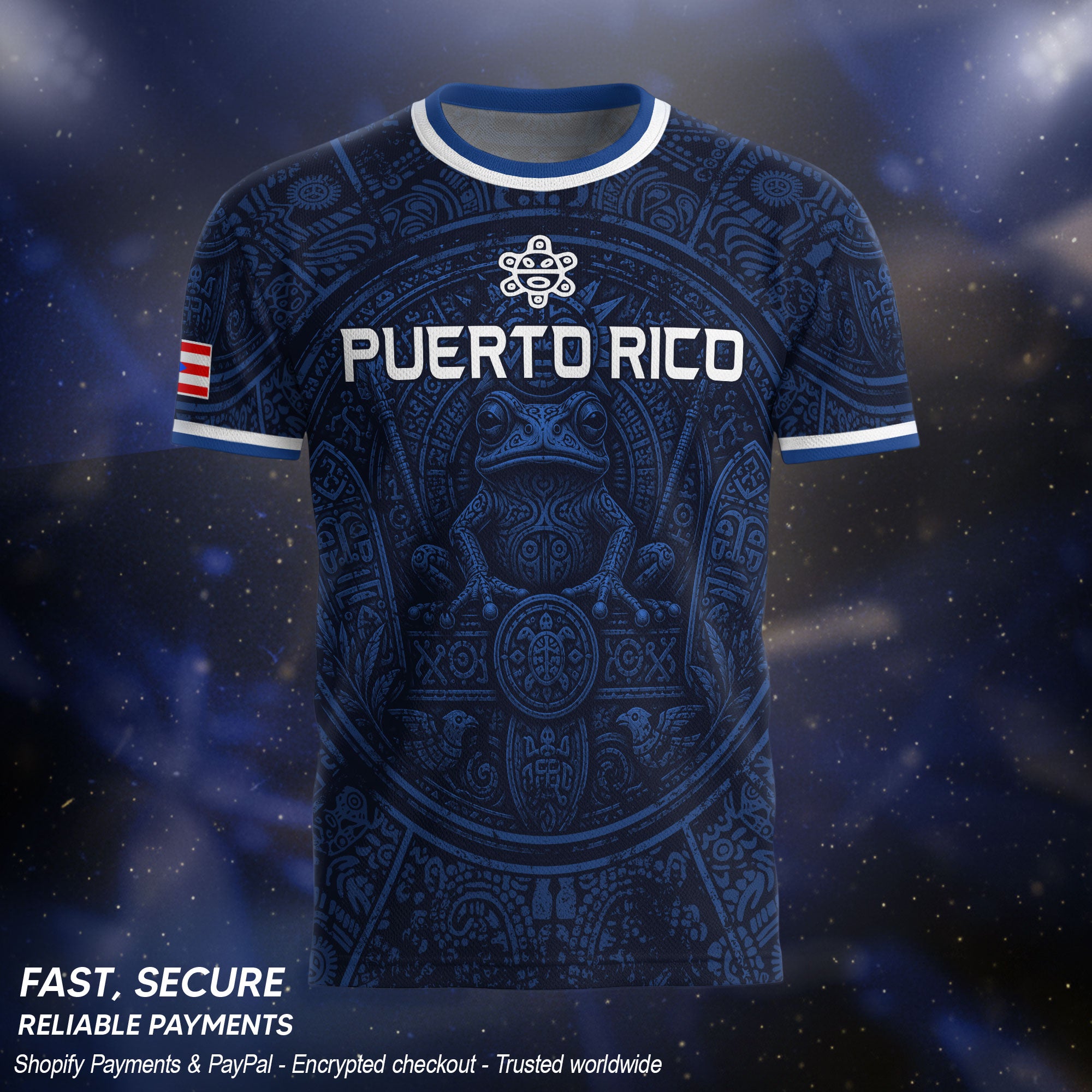Navy Puerto Rico Soccer Jersey Coqui Taino Cultural Emblem Men Shirt and Shorts Set