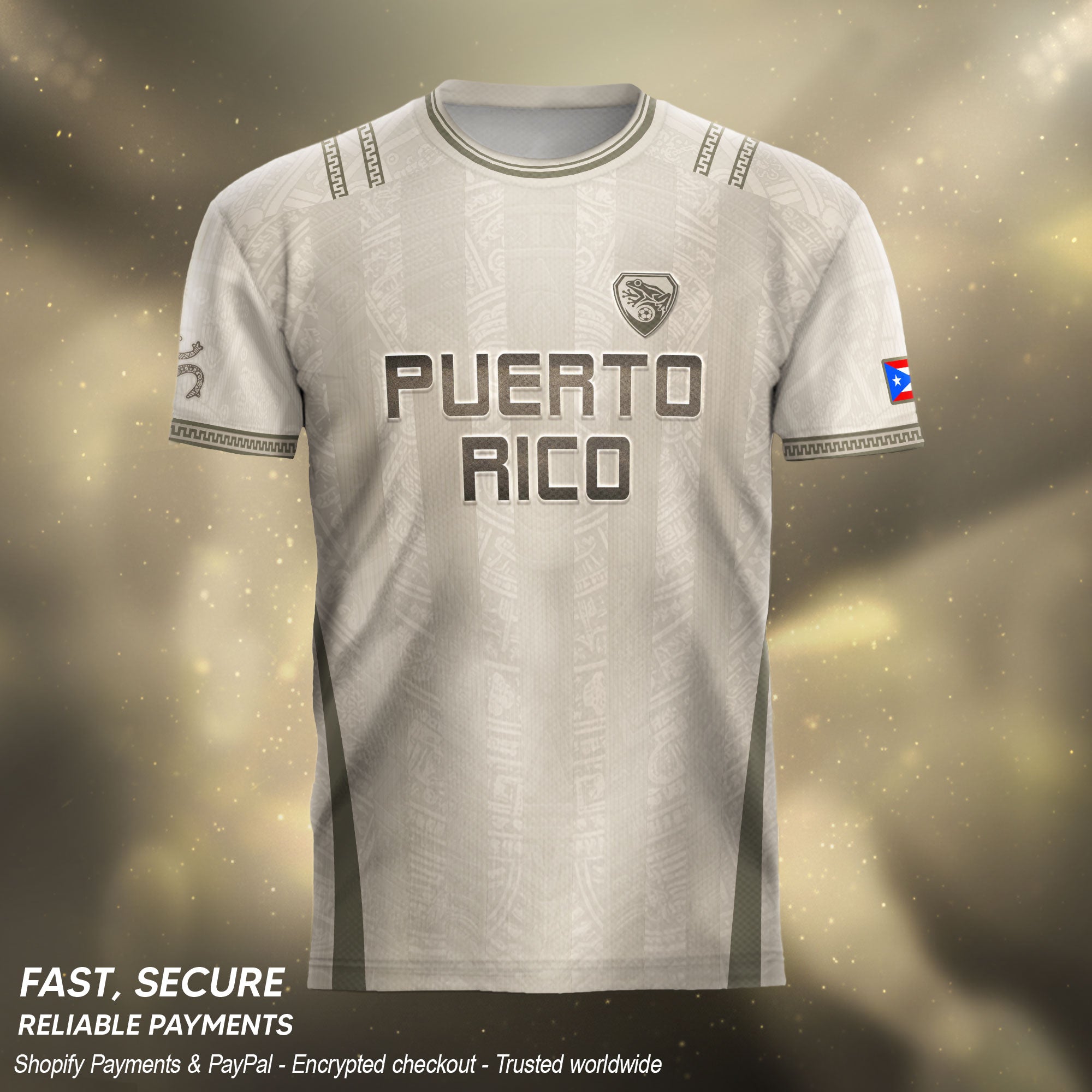 Beige Puerto Rico Soccer Jersey Taino Sun Sol de Jayuya Pattern Edition Football Shirt