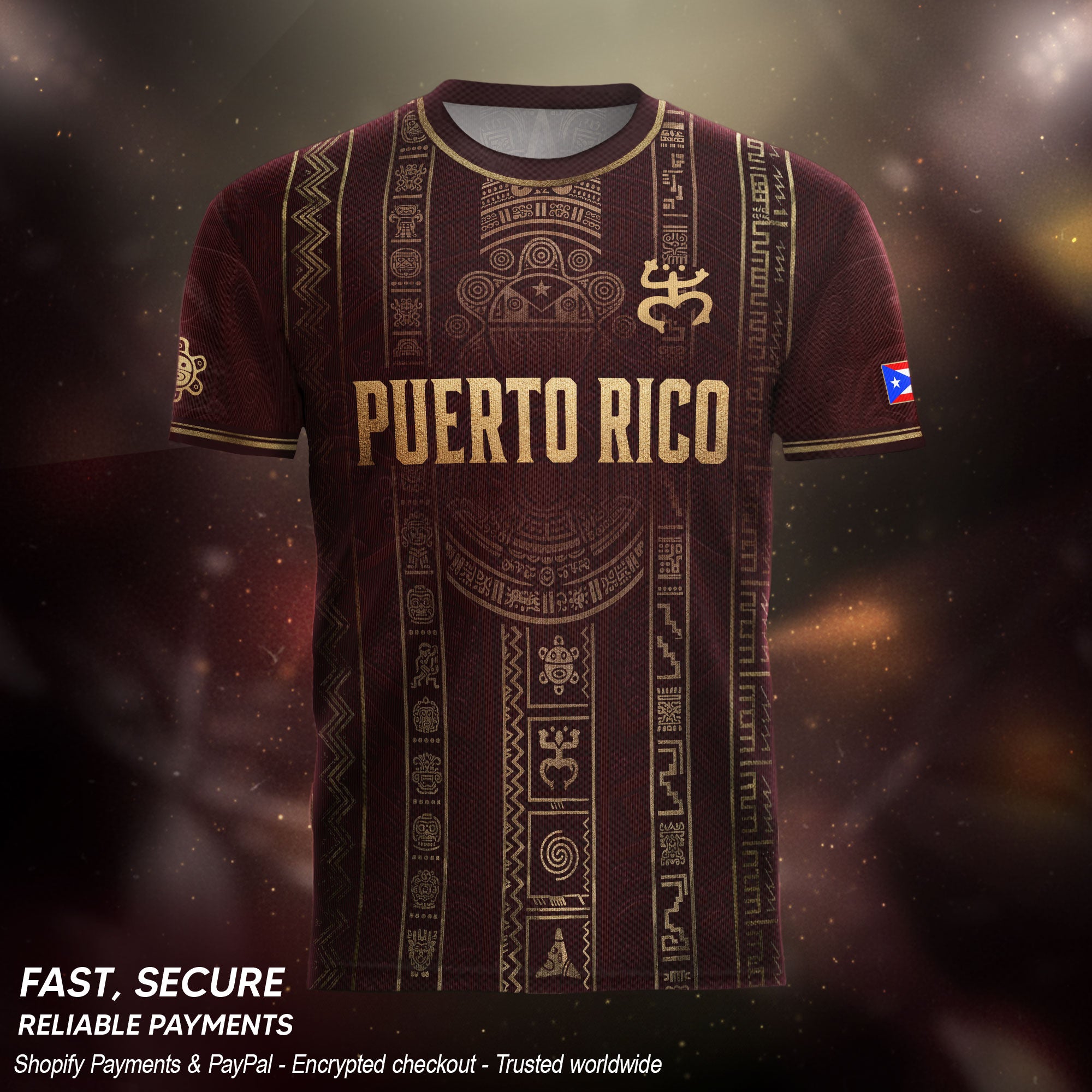 Puerto Rico Soccer Jersey Taino Heritage Maroon Gold Football Shirt Boricua Pride Gift