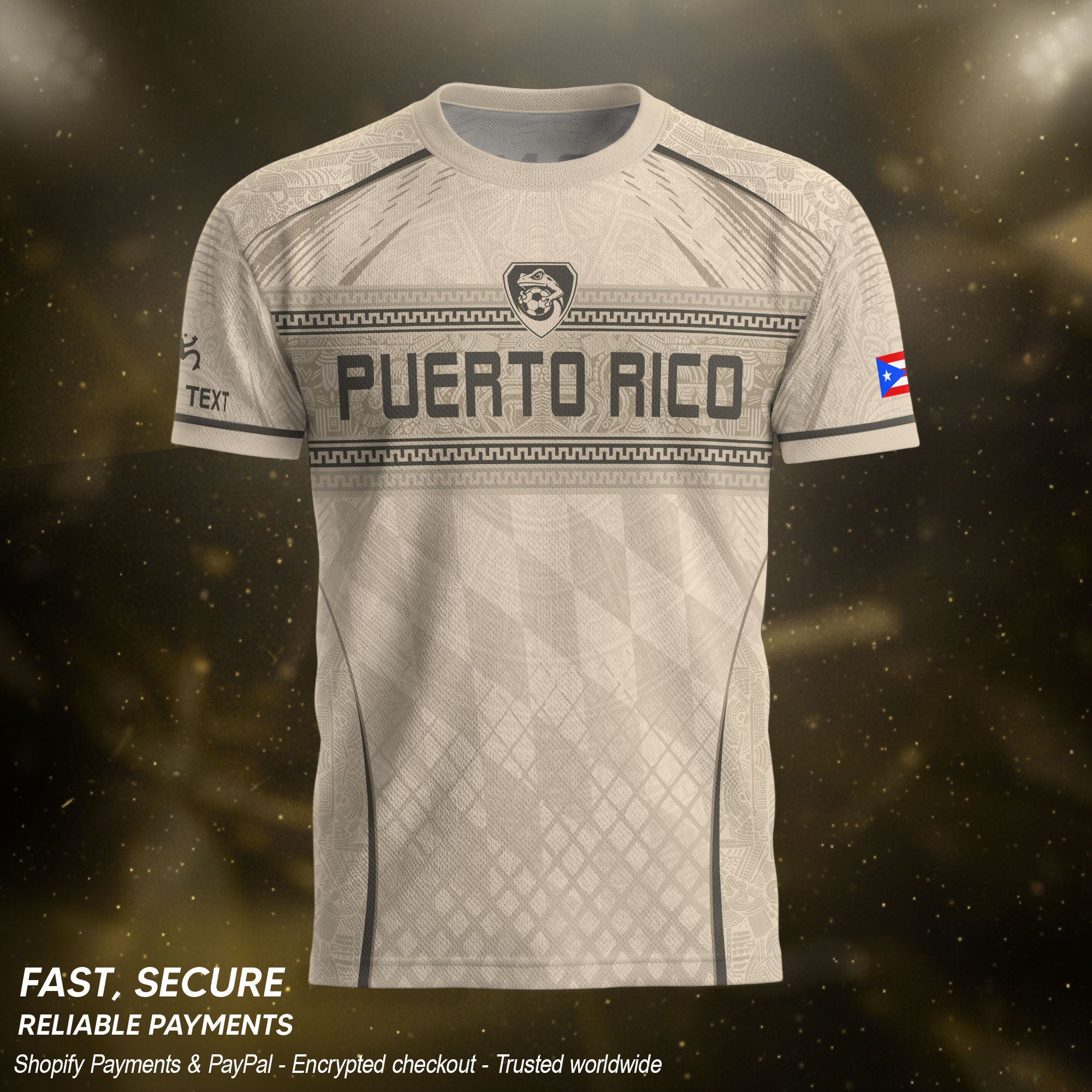 Personalized Beige Puerto Rico Soccer Jersey Taino Pattern Football Shirt