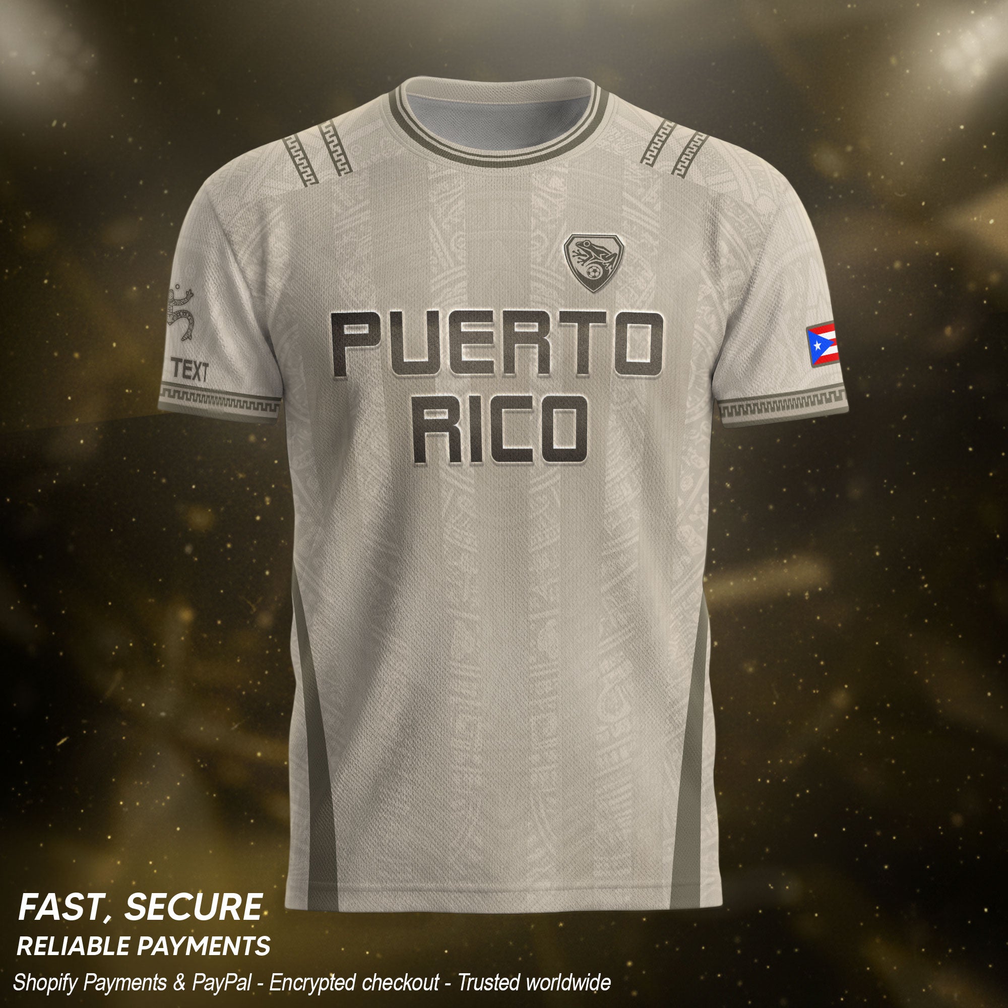 Camiseta de fútbol con máscara taína boricua azul marino de Puerto Rico, bandera tribal, orgullo nacional