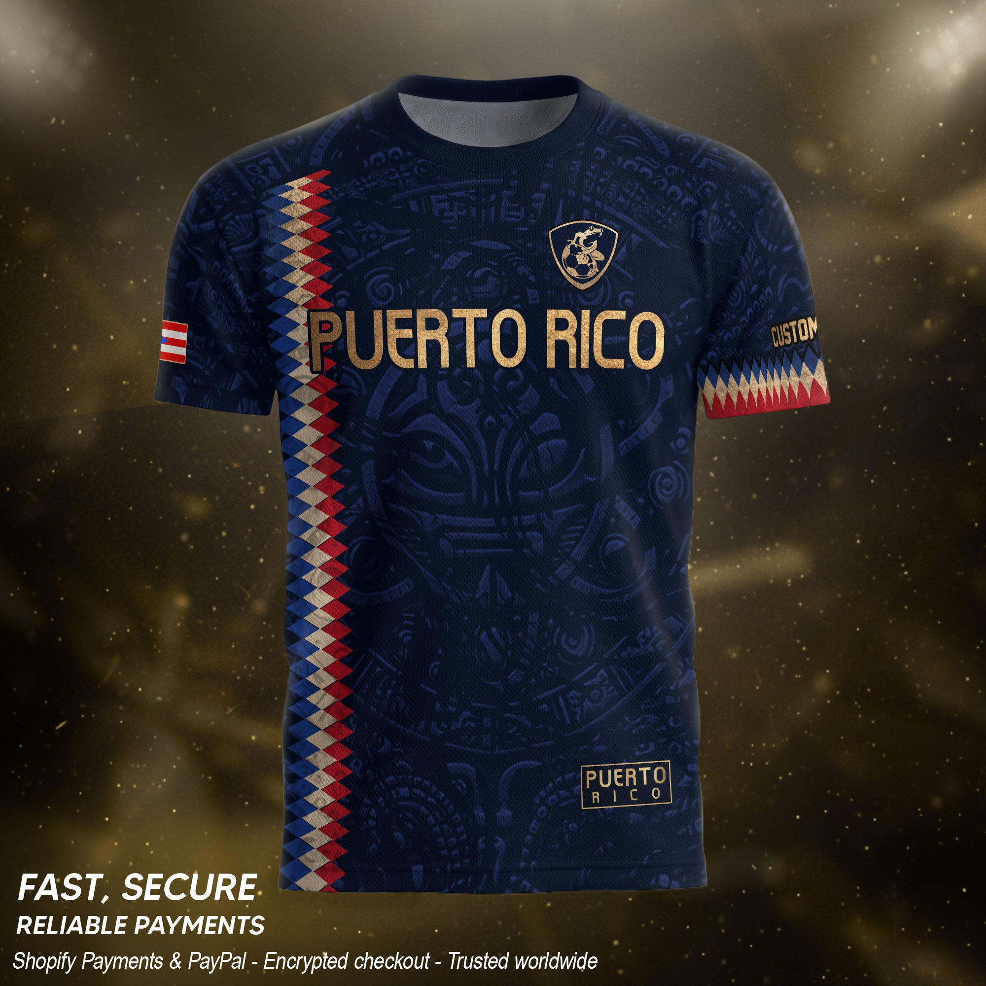 Custom Puerto Rico Soccer Jersey Navy Blue – Puerto Rican Jersey Men & Women, Puerto Rico Jerseys for Fans