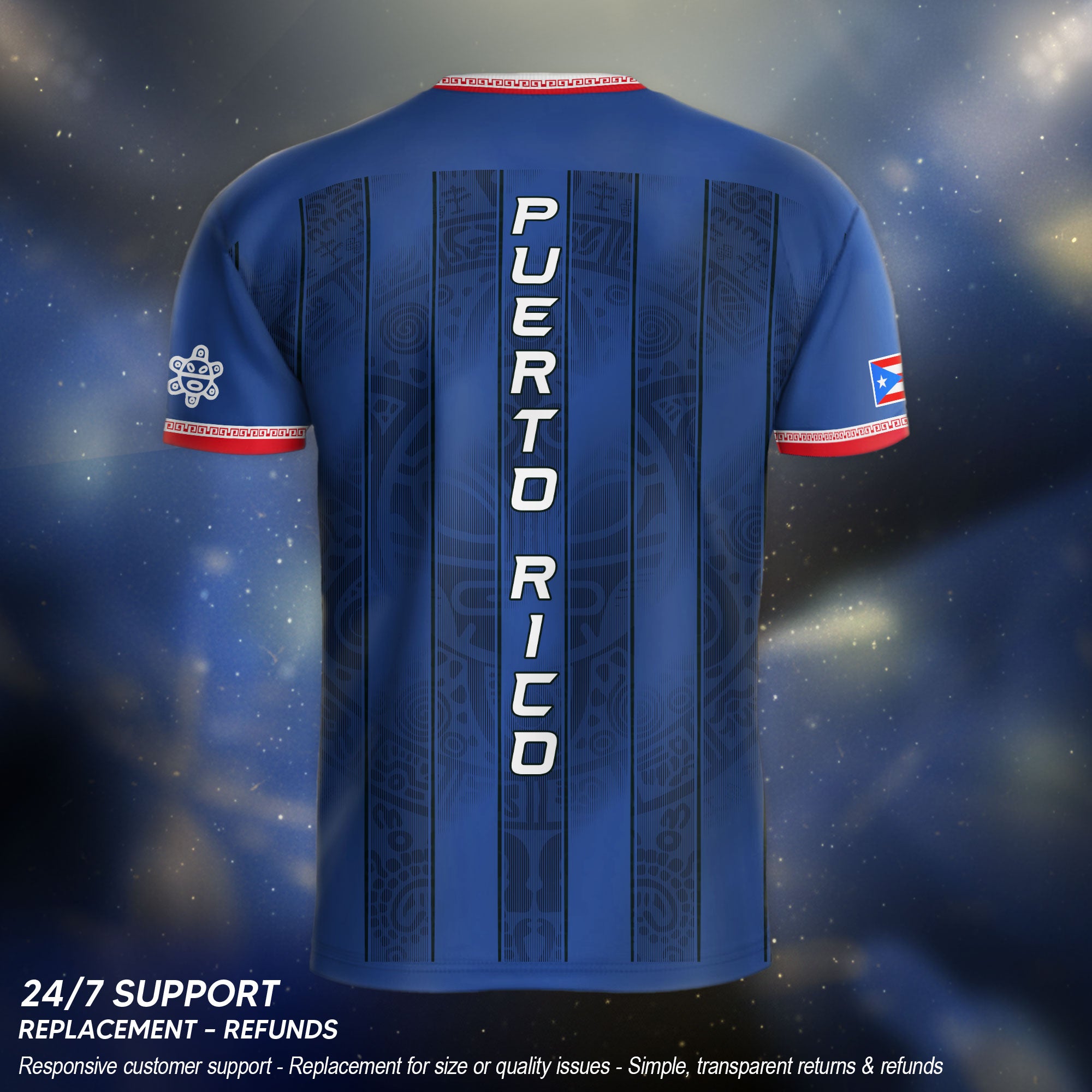 Puerto Rico Football Jersey Striped Navy Soccer Shirt Boricua Pride Gift Men
