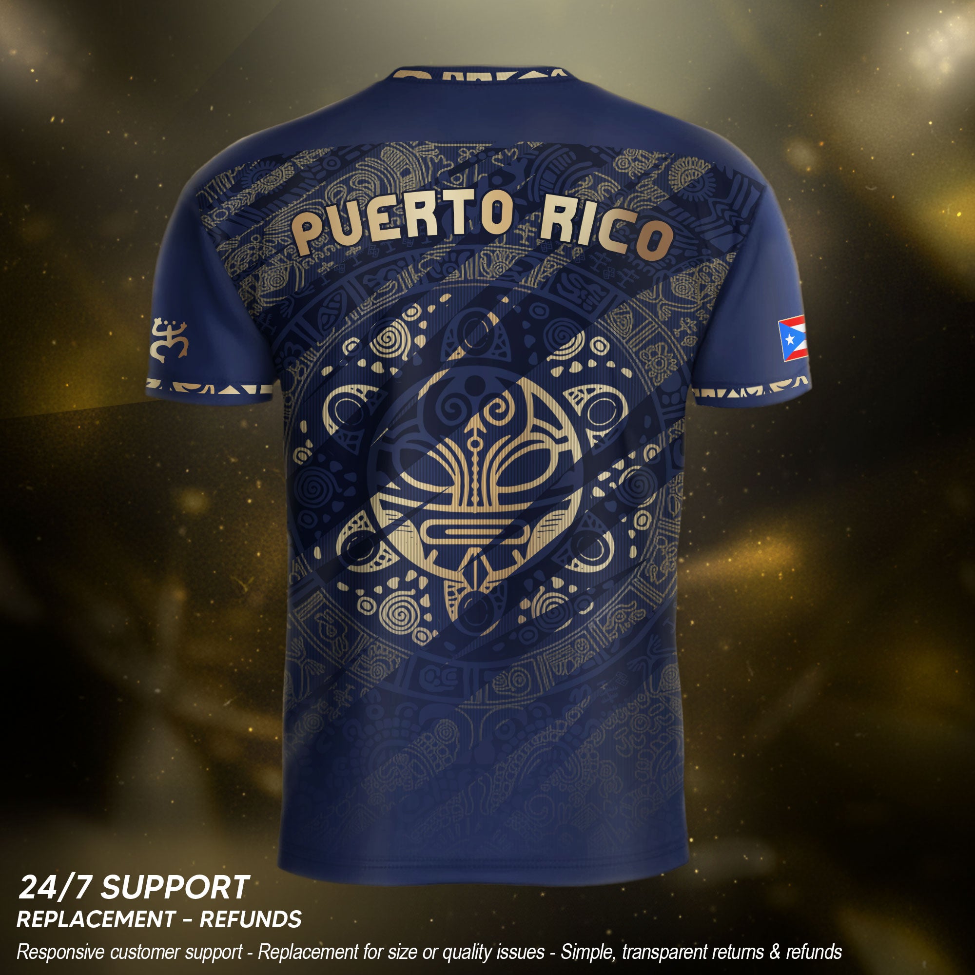 Puerto Rico Soccer Jersey Taino Sun Navy Gold Football Shirt Boricua Apparel Men Gift