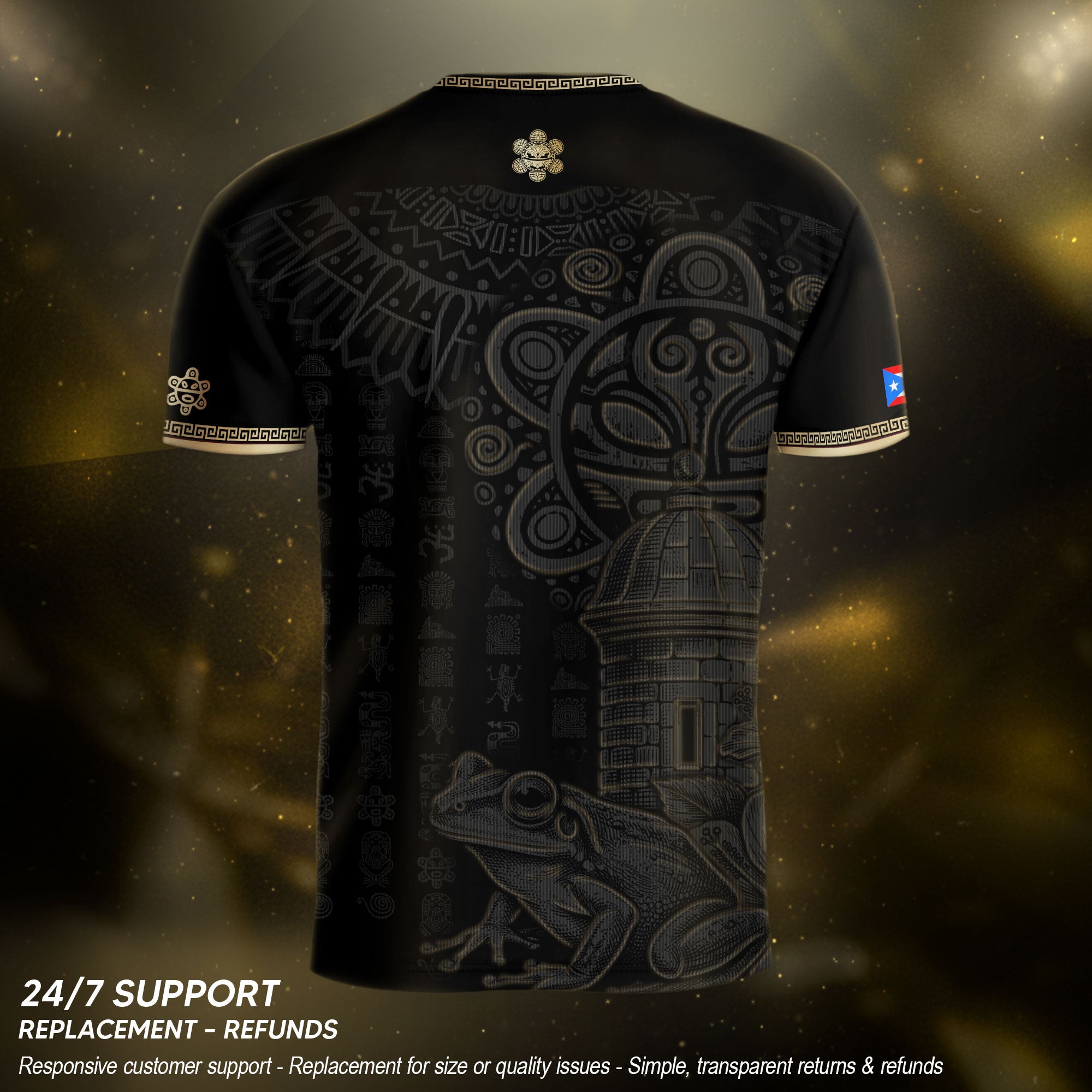 Black Gold Puerto Rico Jersey Men Puerto Rican Soccer Jersey for Men Puerto Rico Soccer Shirt Mens