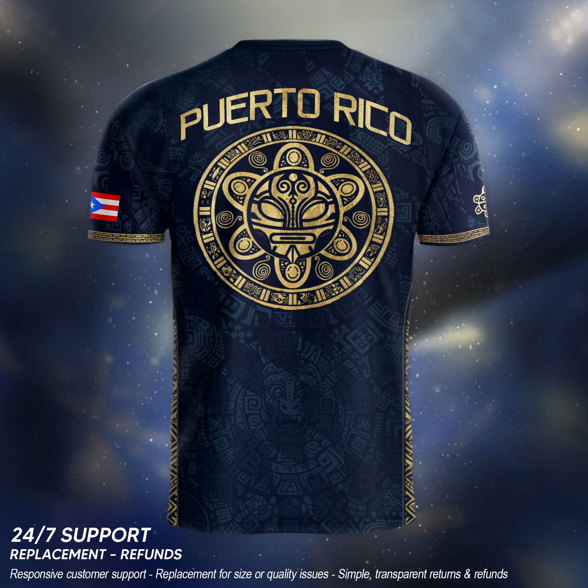 Puerto Rico Soccer Jersey - Taino Coqui Frog Navy Gold Boricua Pride Sportswear