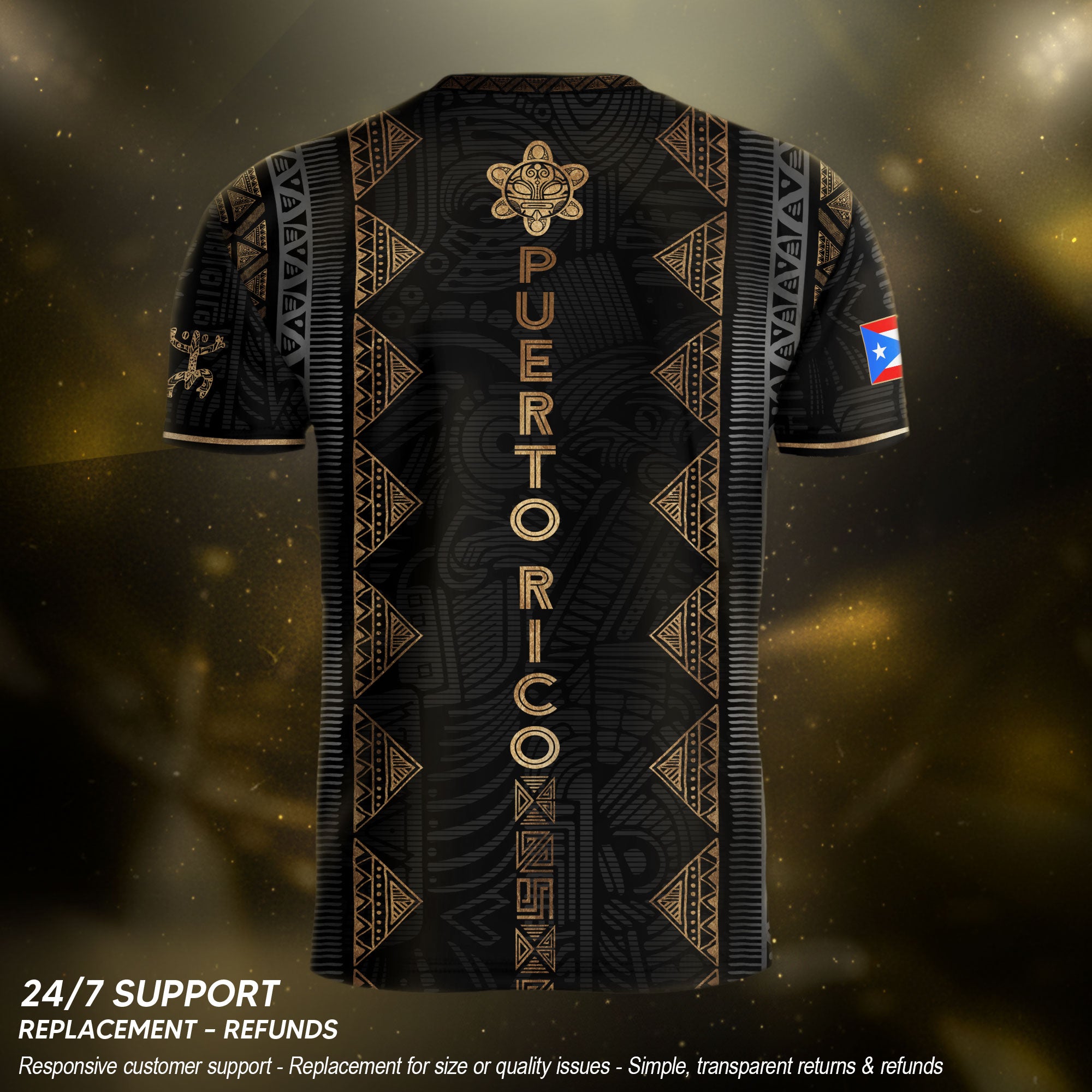 Black Puerto Rico Soccer Jersey - Vertical Taino Tribal Stripe Coqui Heritage Shirt