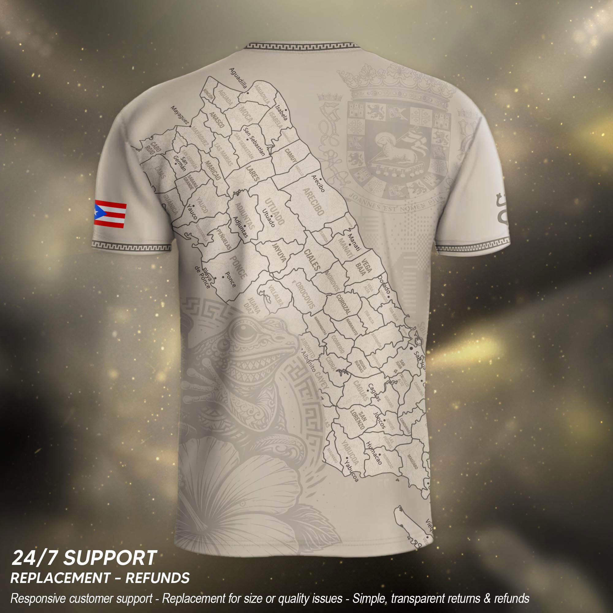 Puerto Rico Heritage Orgullo Boricua Beige Detailed Island Map Culture Soccer Jersey