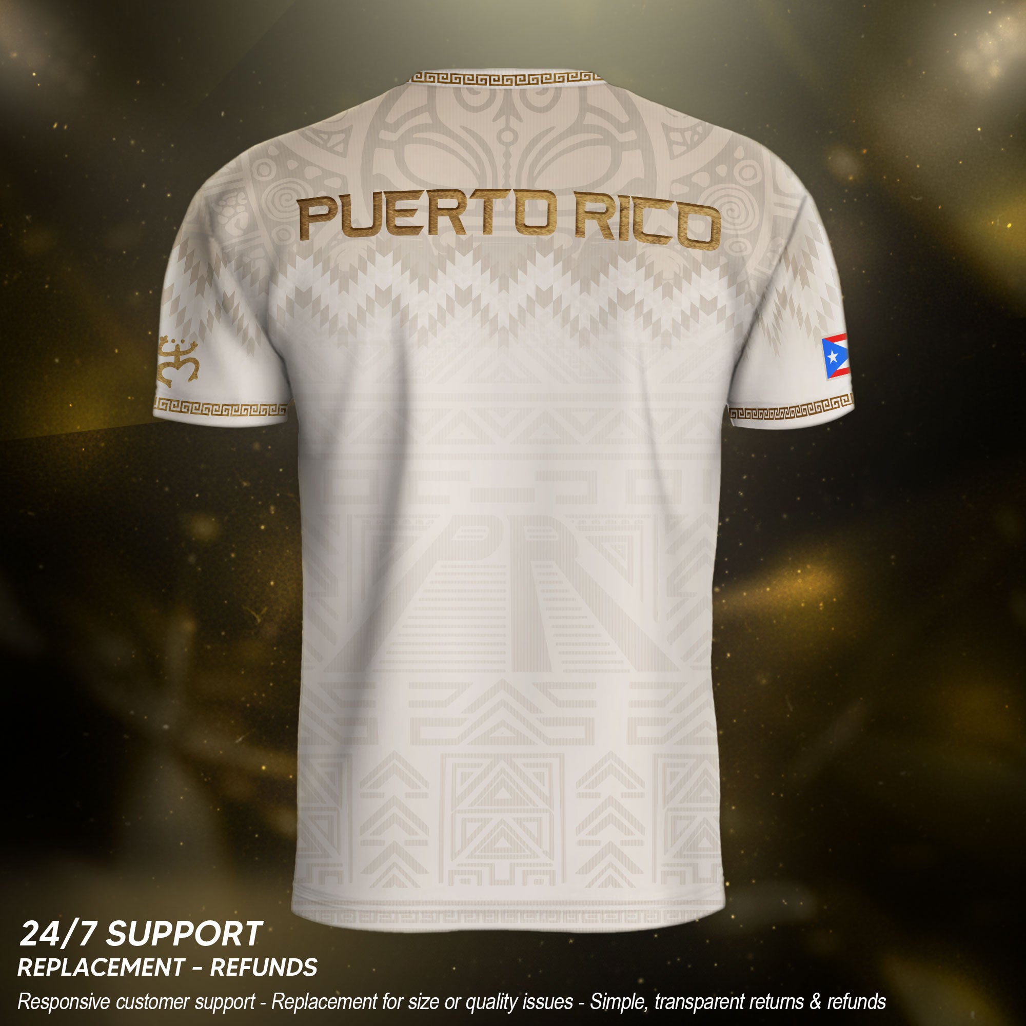 White Gold Puerto Rico Soccer Jersey for Men Puerto Rican Jersey Men Puerto Rico Soccer Shirt for Mens