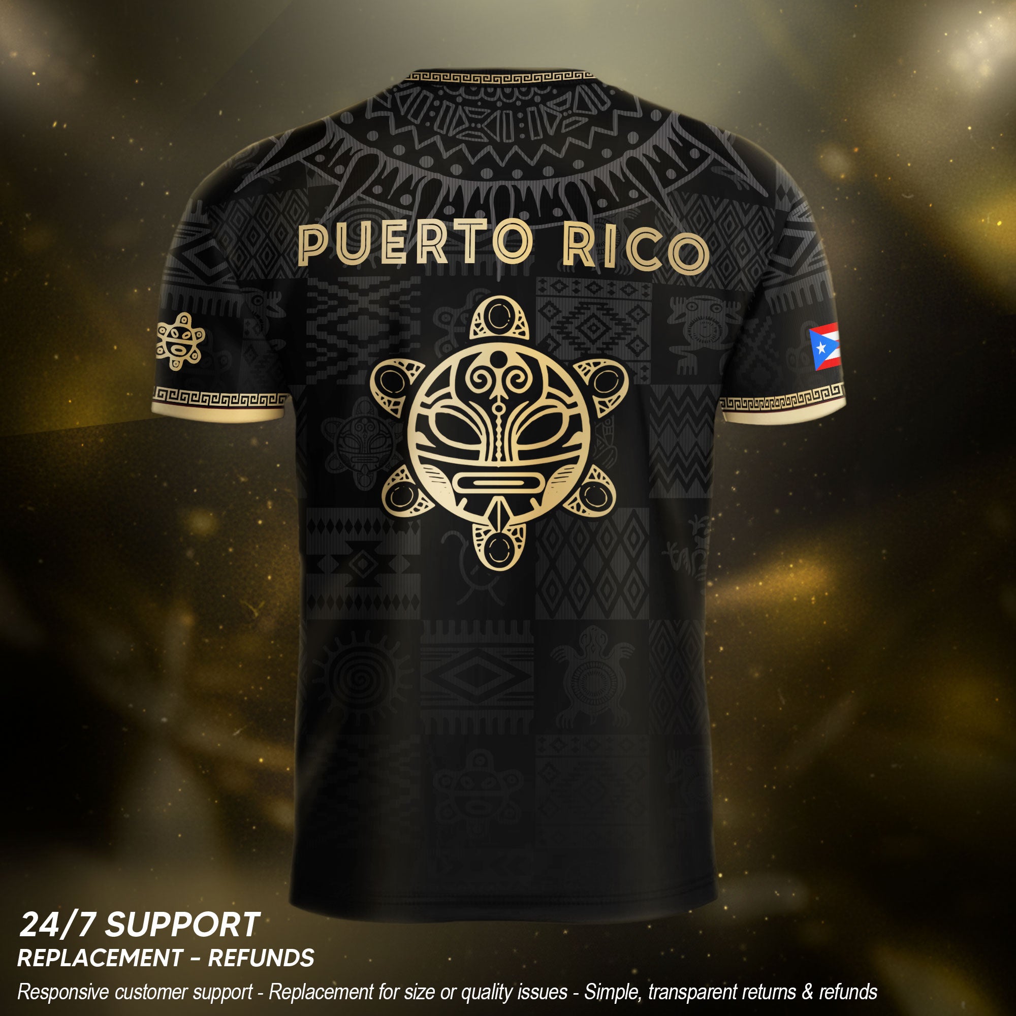 Black Gold Puerto Rico Soccer Jersey for Men Puerto Rican Jersey Men Puerto Rico Jersey Mens Soccer Shirt