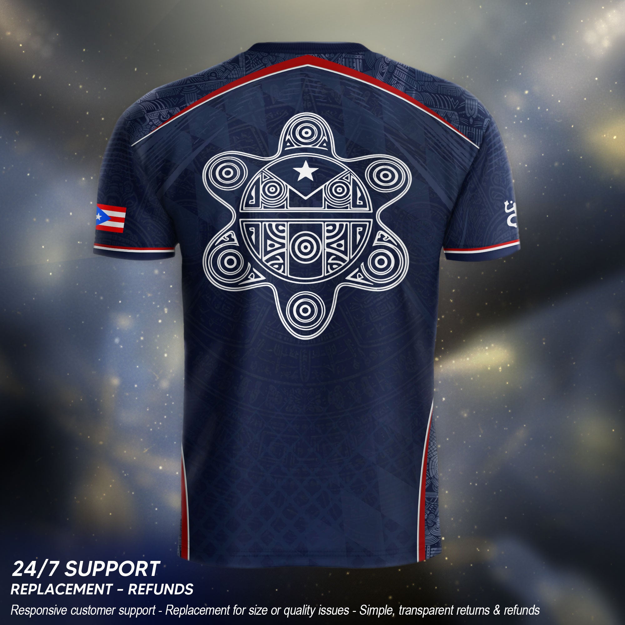 Puerto Rico Soccer Jersey - Modern Navy Taino Pattern Boricua Pride Athletic Fan Jersey